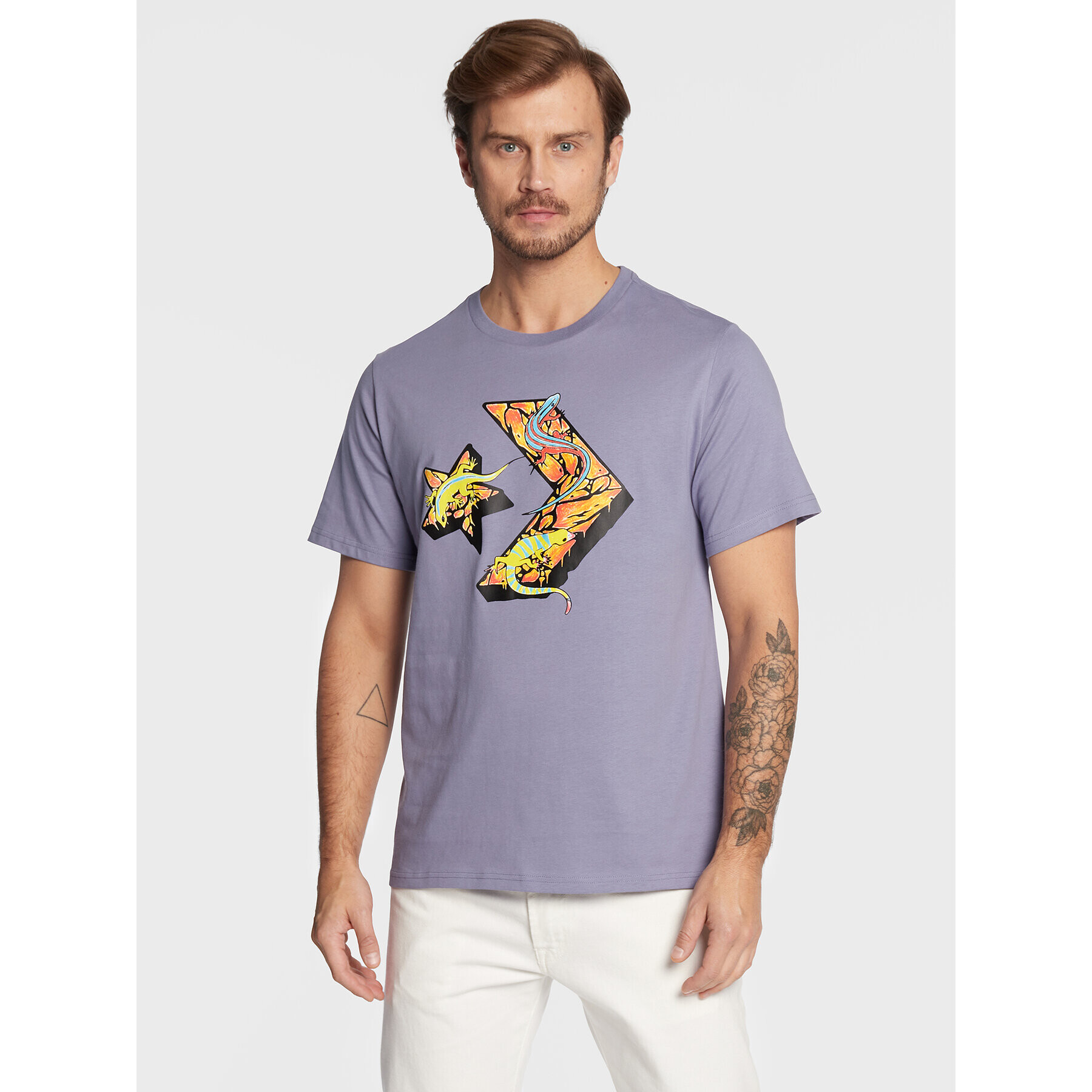 Converse T-Shirt Chevron Lizard Graphic 10023784-A03 Fialová Standard Fit - Pepit.cz