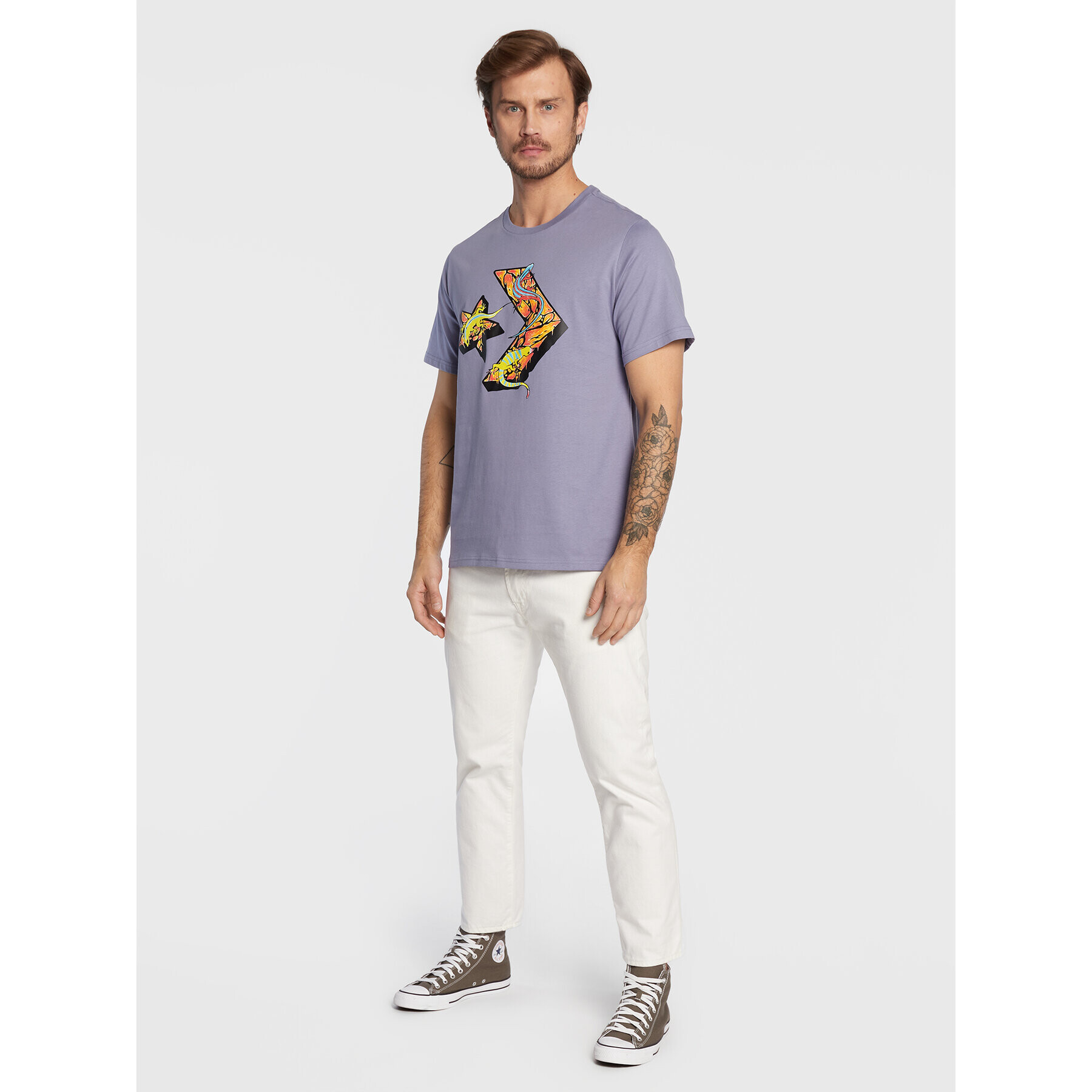 Converse T-Shirt Chevron Lizard Graphic 10023784-A03 Fialová Standard Fit - Pepit.cz