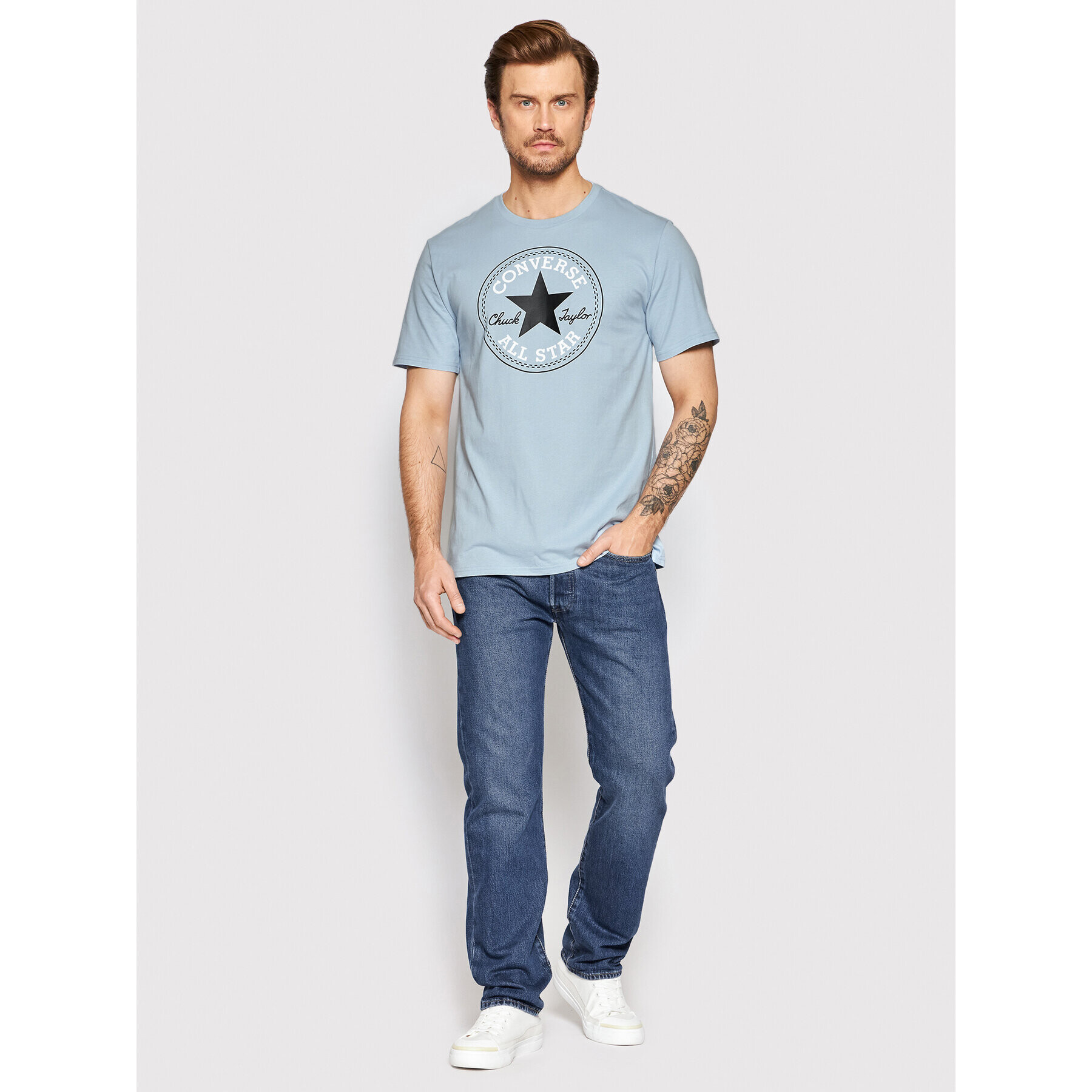 Converse T-Shirt Chuck Patch 10007887-A58 Modrá Standard Fit - Pepit.cz