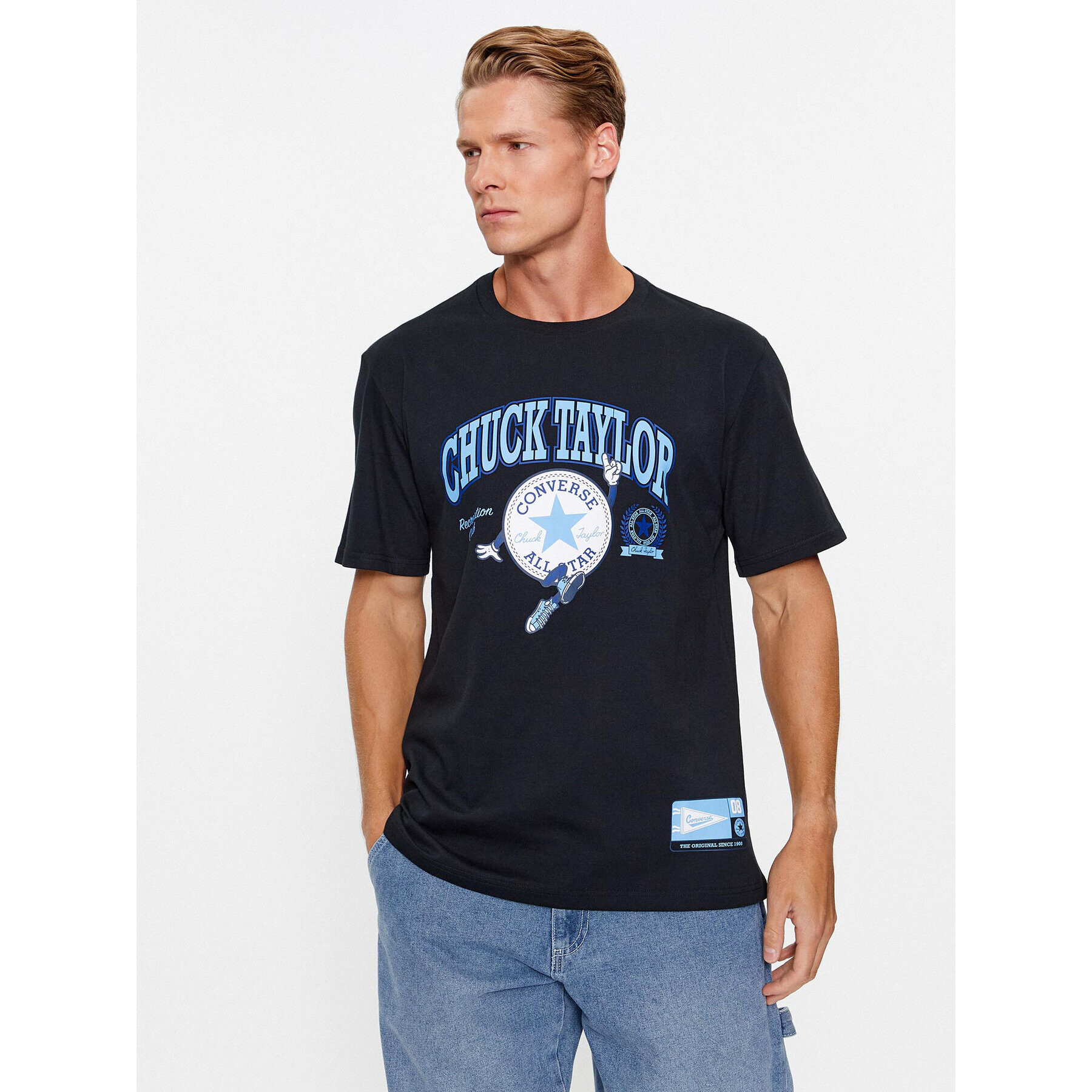 Converse T-Shirt Chuck Retro Ct Collegiate Ss Tee 10025293-A01 Černá Regular Fit - Pepit.cz