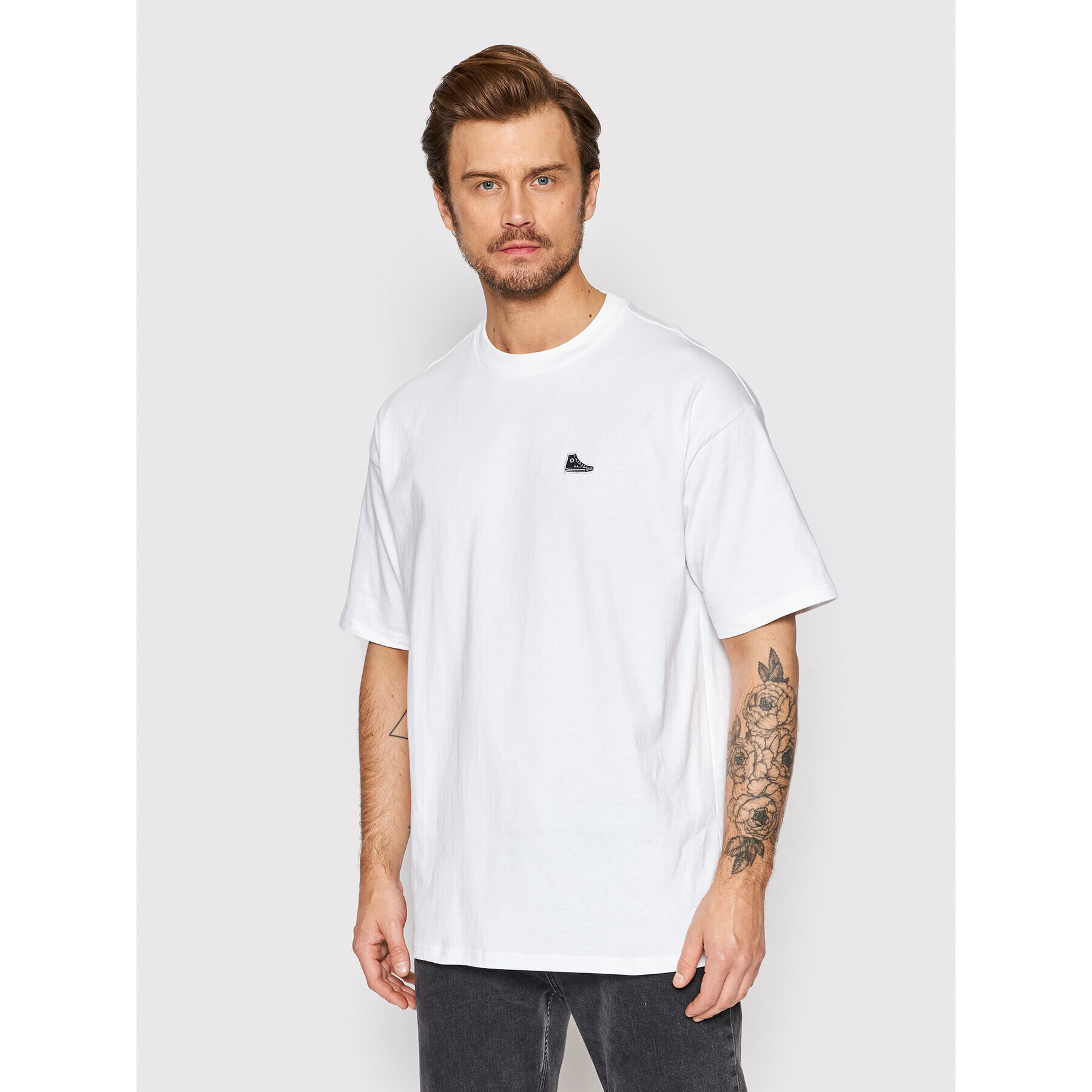 Converse T-Shirt Chuck Taylor Shoe Patch 10020931-A01 Bílá Loose Fit - Pepit.cz