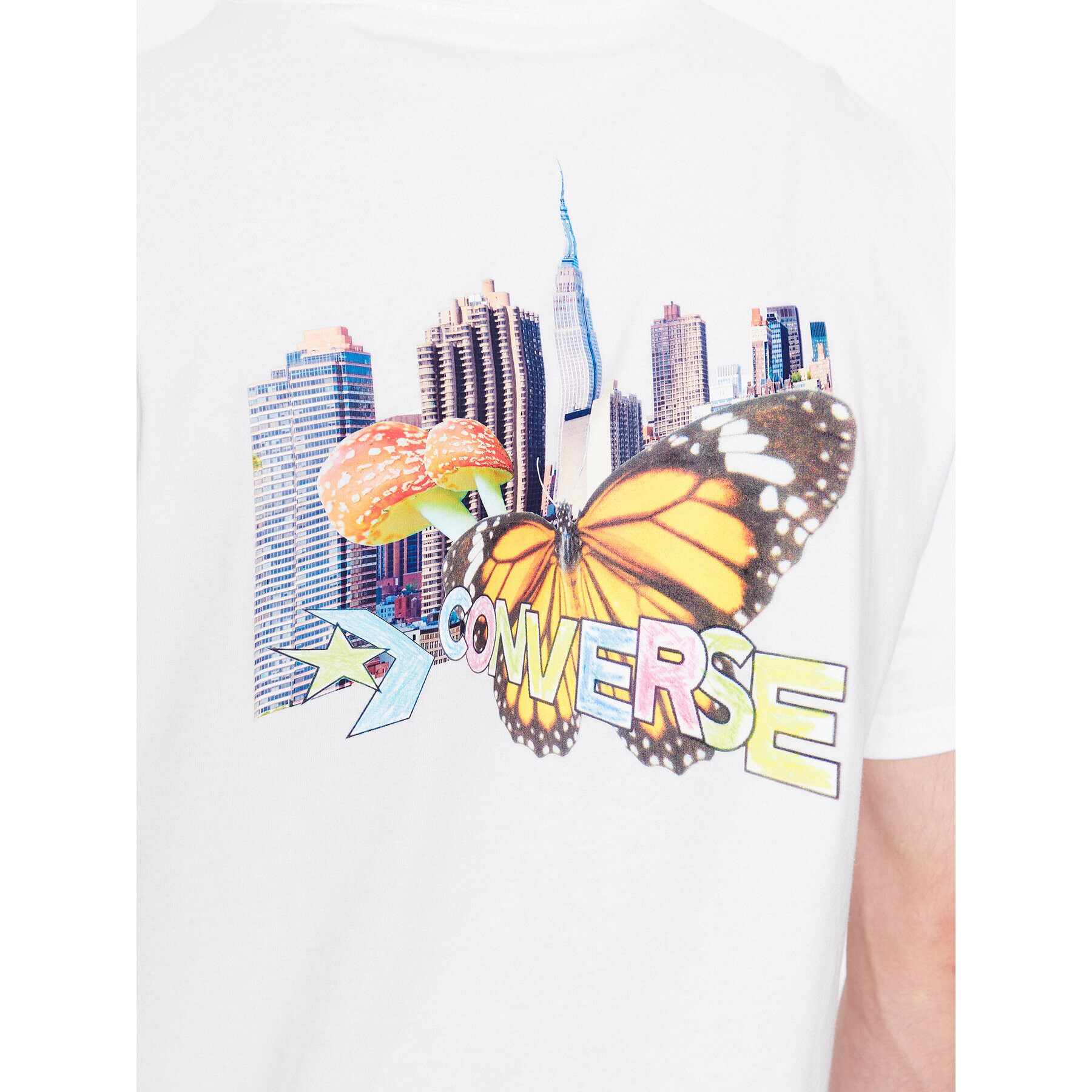 Converse T-Shirt City Butterfly 10024616-A03 Bílá Standard Fit - Pepit.cz