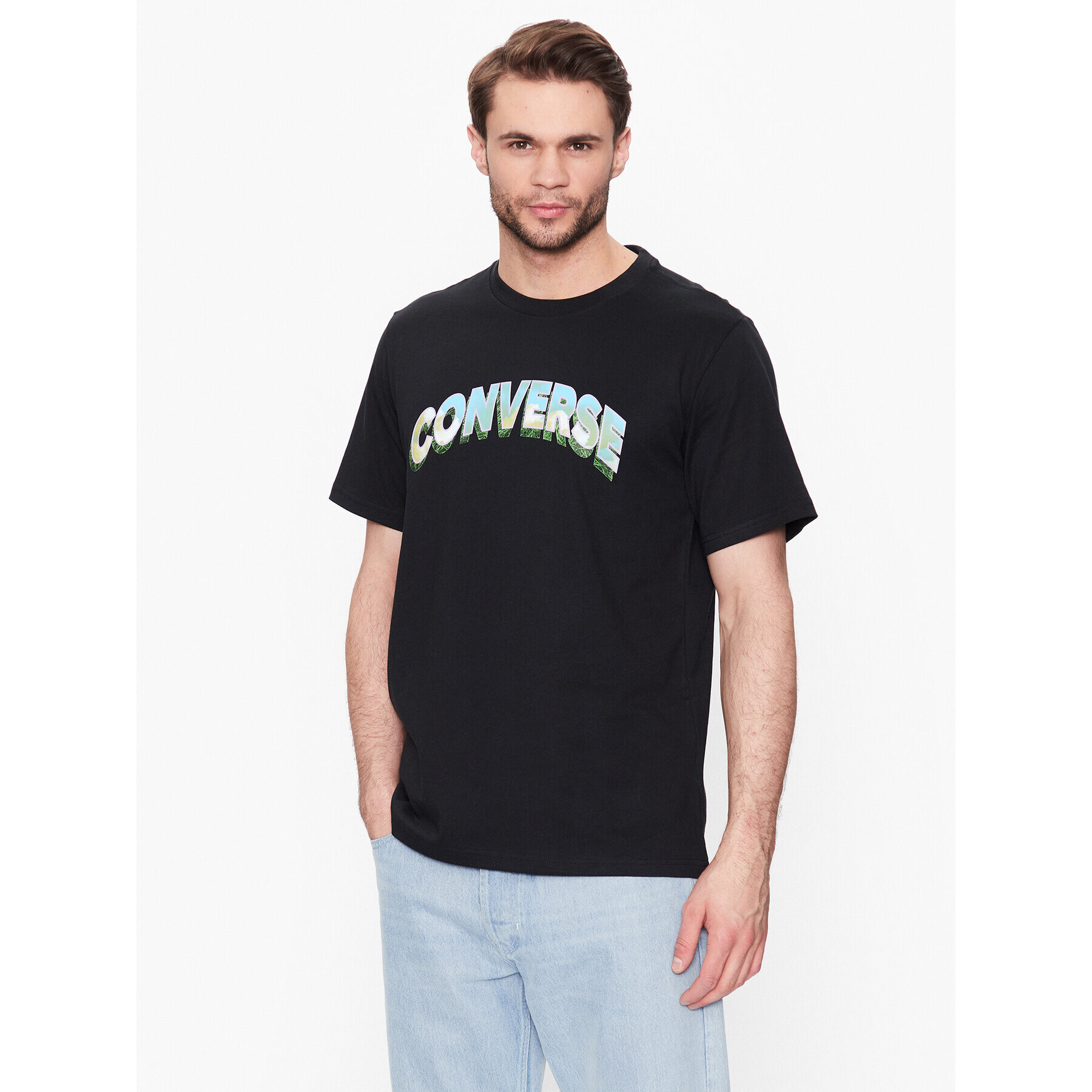 Converse T-Shirt Cloud Fill 10024589-A02 Černá Regular Fit - Pepit.cz