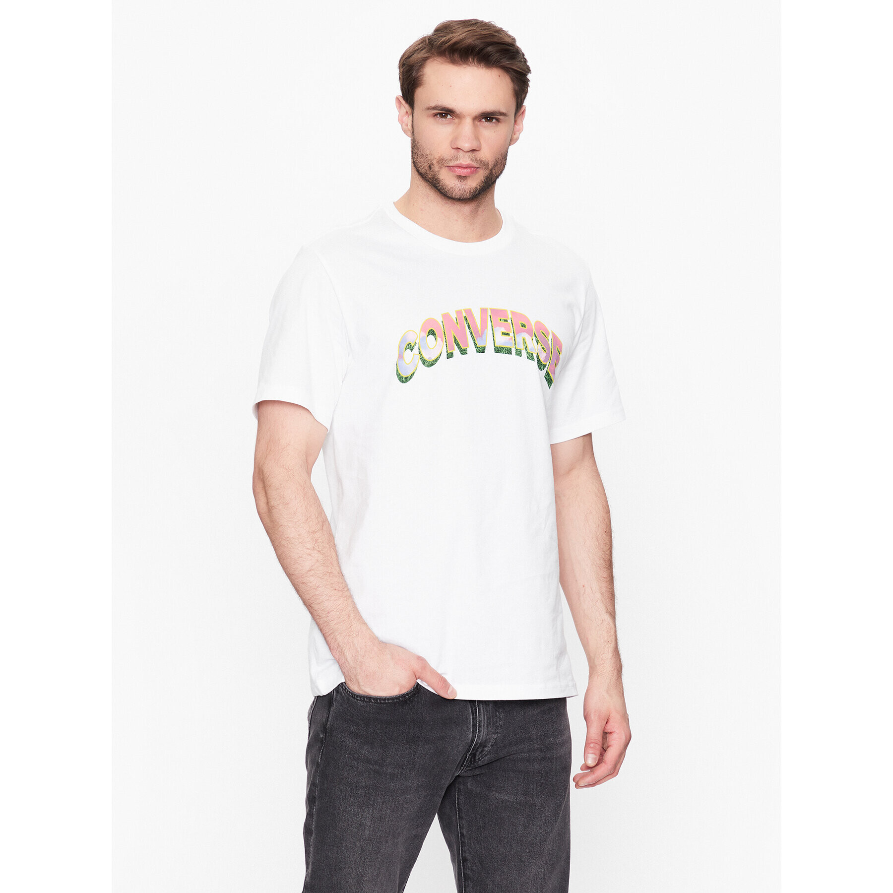 Converse T-Shirt Cloud Fill 10024589-A03 Bílá Regular Fit - Pepit.cz