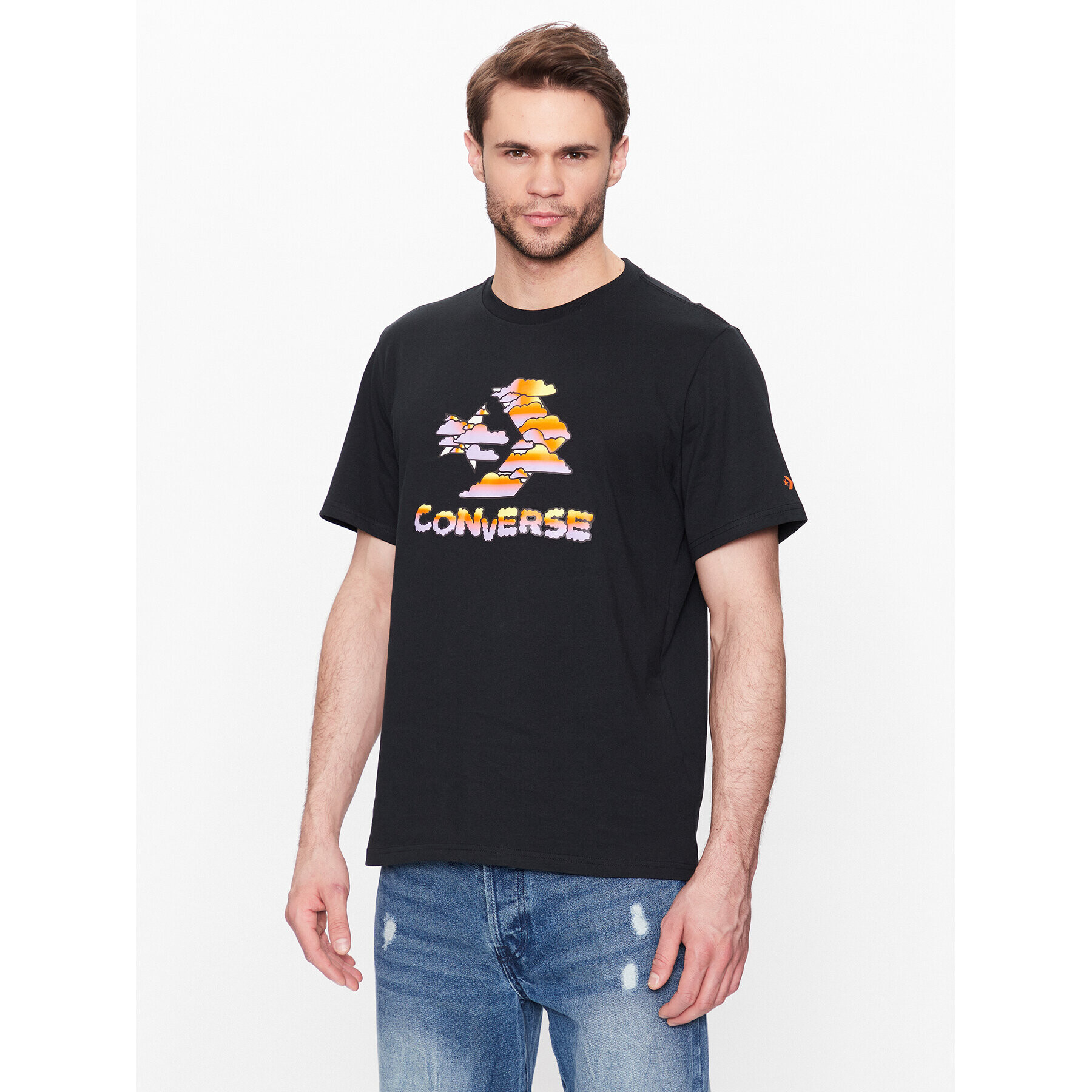 Converse T-Shirt Cloud Sky 10024587-A02 Černá Standard Fit - Pepit.cz