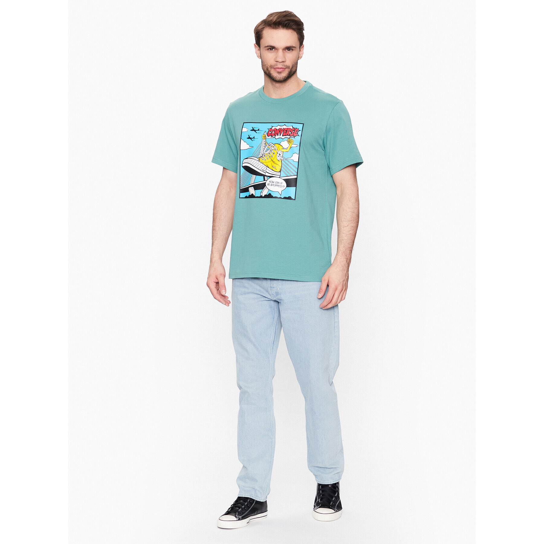 Converse T-Shirt Comic 10025060-A01 Zelená Standard Fit - Pepit.cz