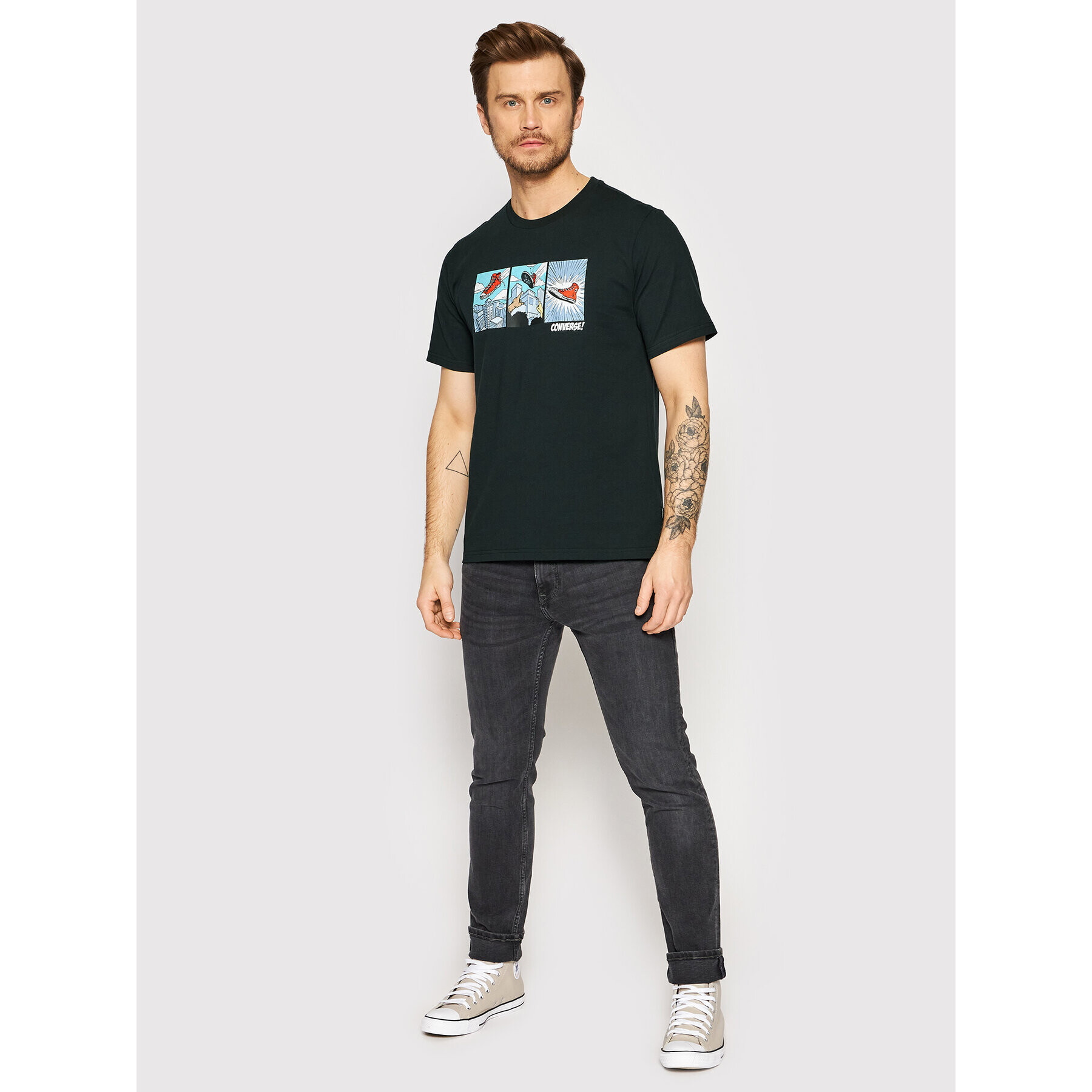 Converse T-Shirt Comic Graphic 10022936-A02 Černá Regular Fit - Pepit.cz