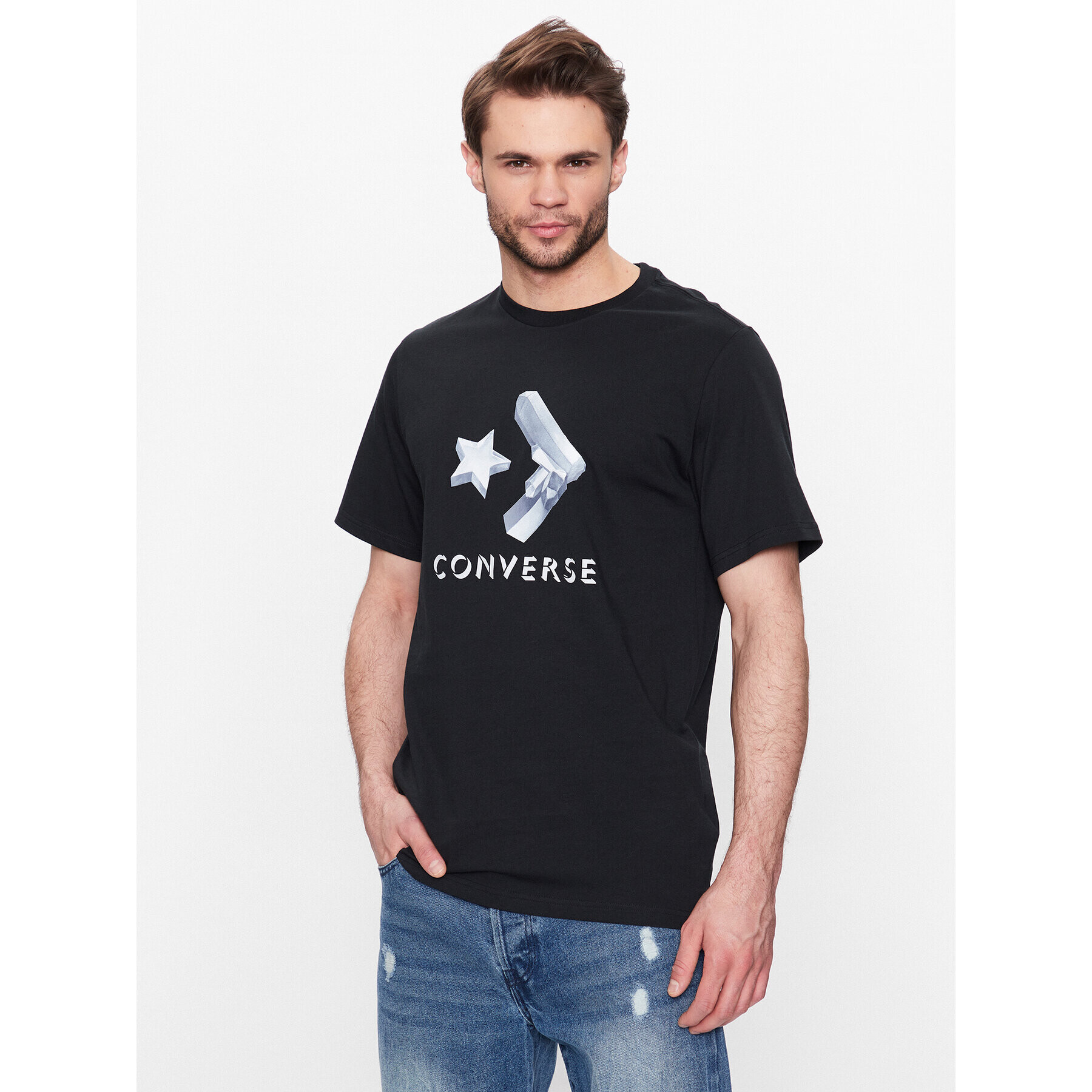 Converse T-Shirt Crystallized Star Chevron 10024596 Černá Regular Fit - Pepit.cz