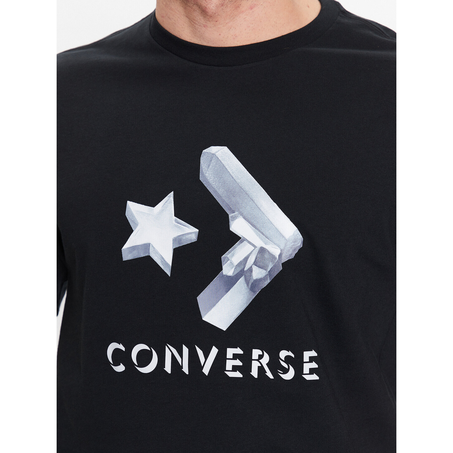 Converse T-Shirt Crystallized Star Chevron 10024596 Černá Regular Fit - Pepit.cz