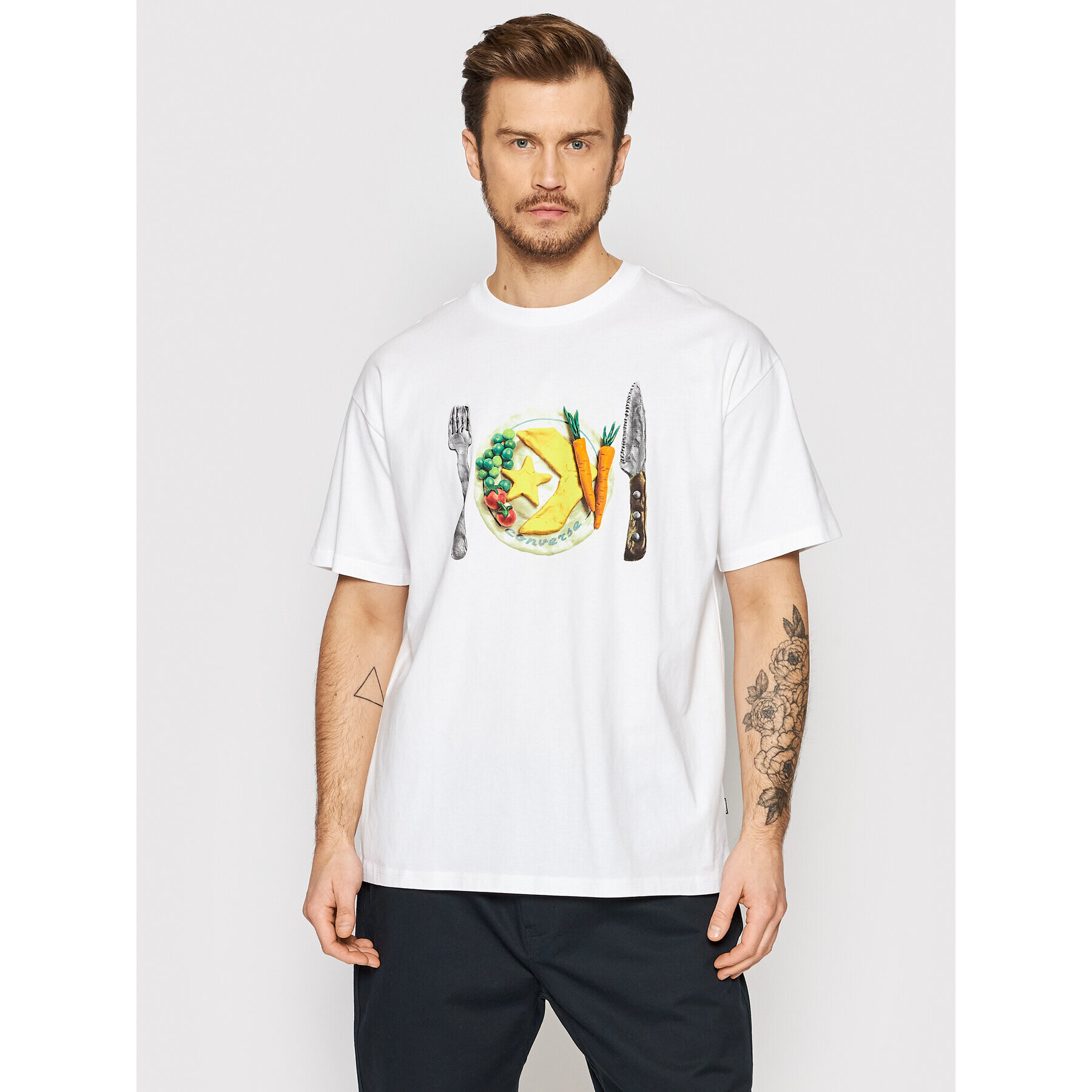 Converse T-Shirt For Diner 10022938-A01 Bílá Oversize - Pepit.cz