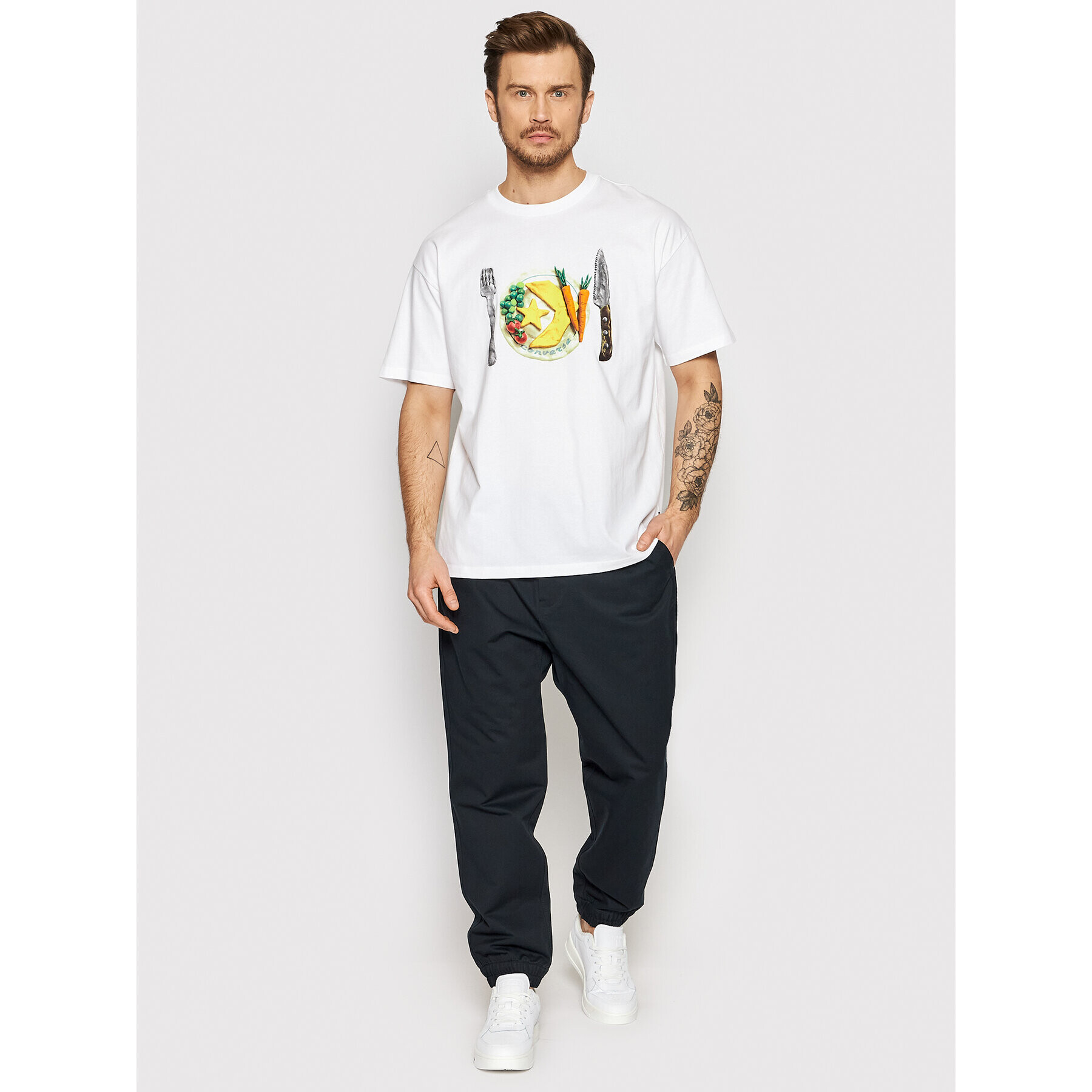 Converse T-Shirt For Diner 10022938-A01 Bílá Oversize - Pepit.cz