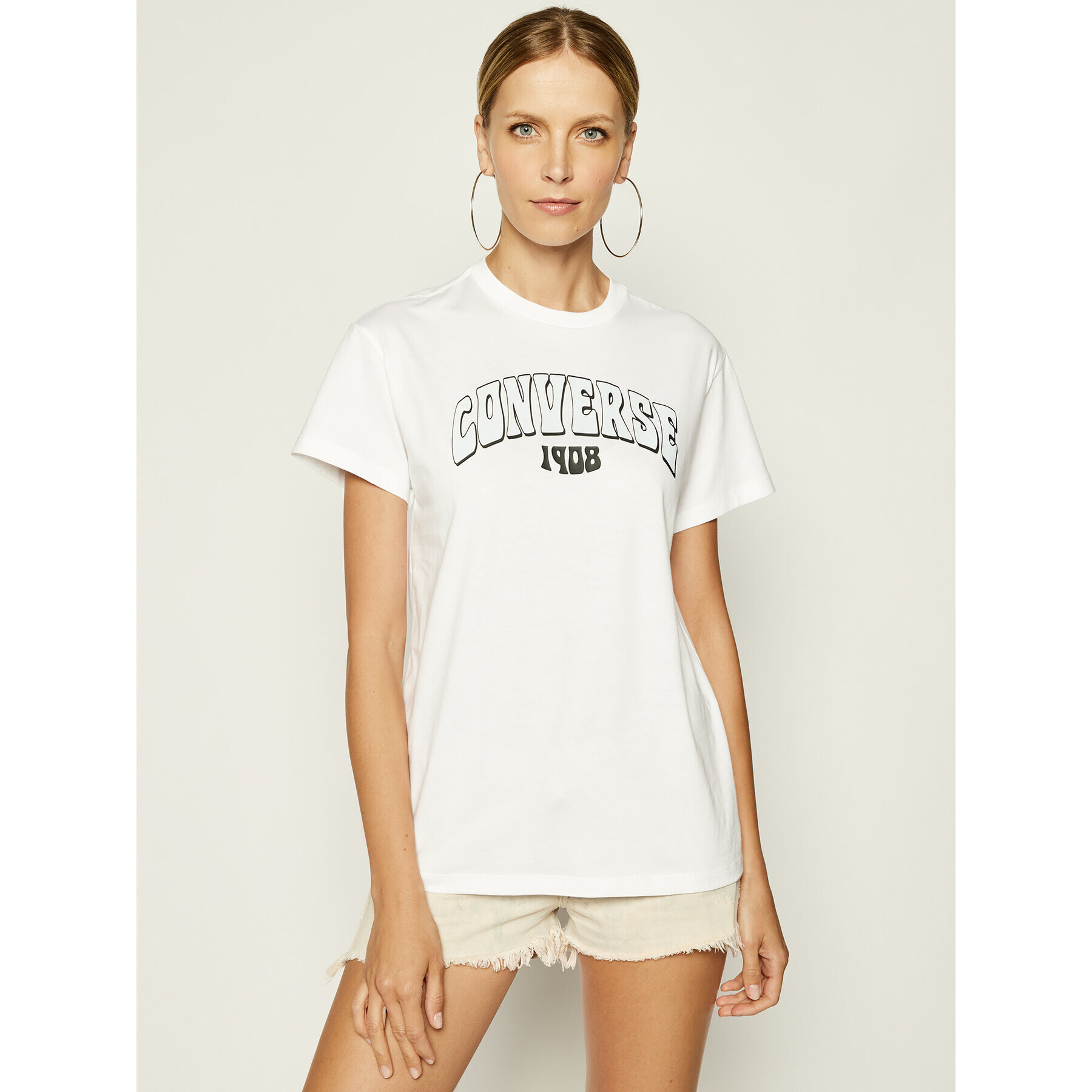 Converse T-Shirt Greetings Tee 10019572 Bílá Oversize - Pepit.cz