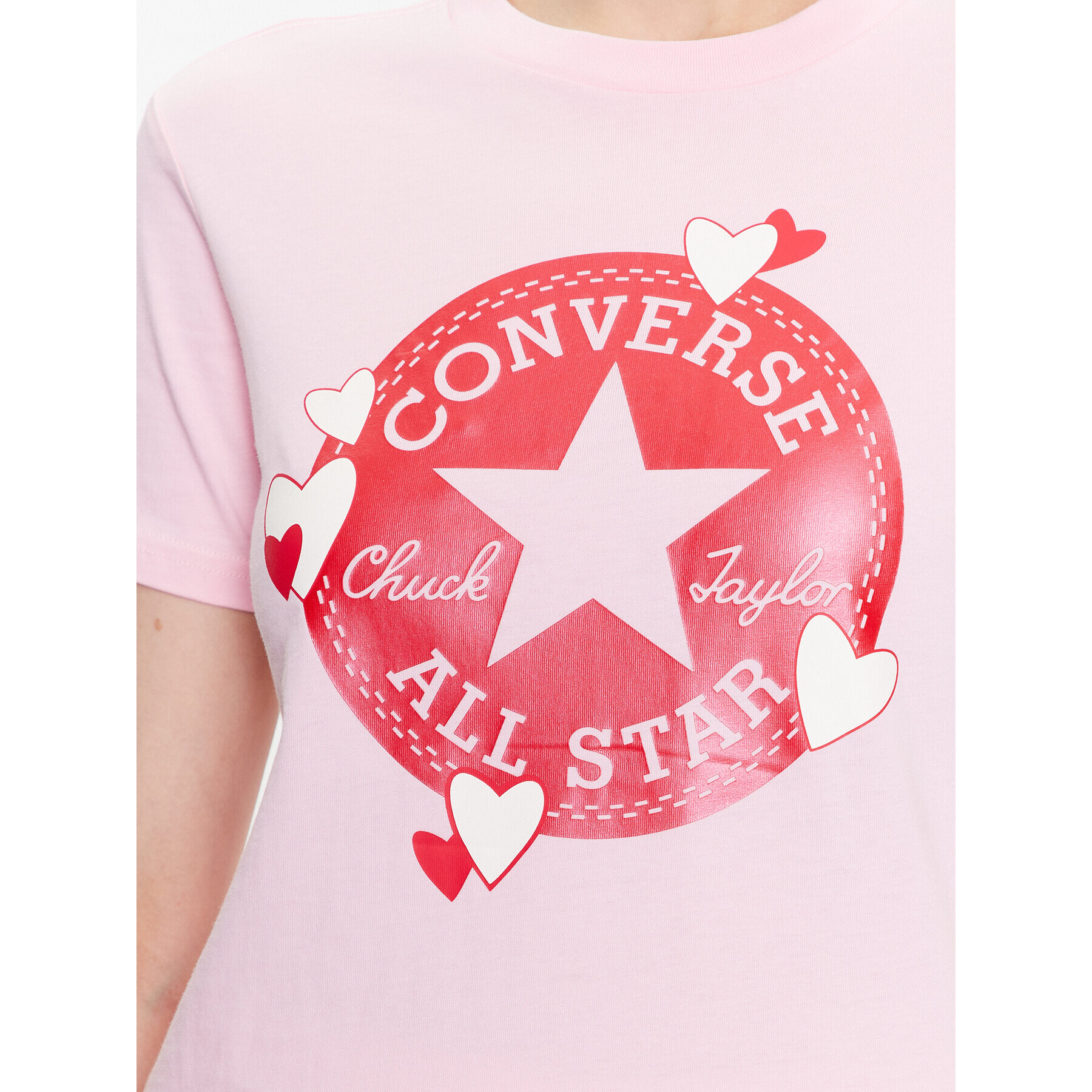 Converse T-Shirt Heart All Star 10025493-A03 Růžová Slim Fit - Pepit.cz