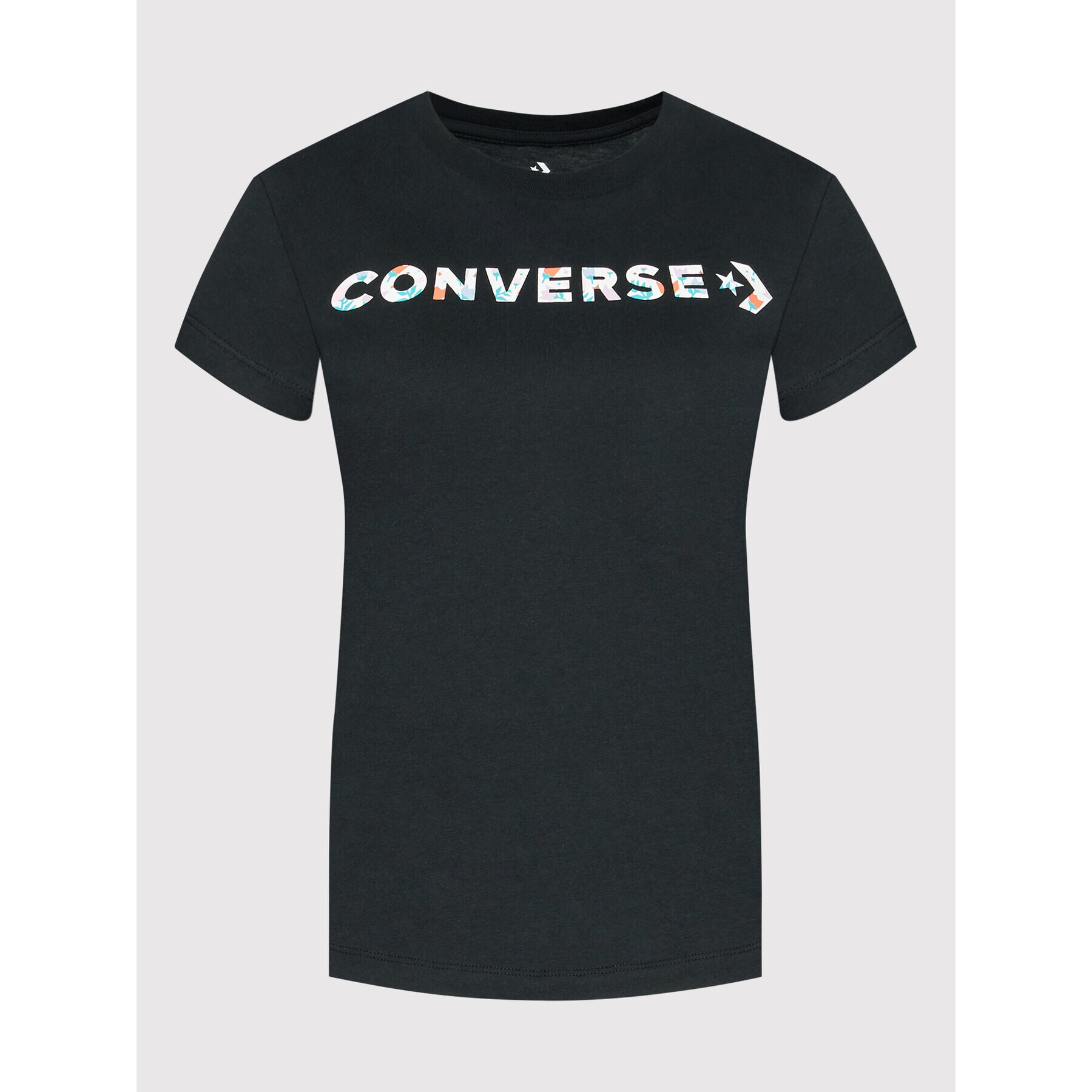 Converse T-Shirt Icon Play Floral 10023946-A01 Černá Standard Fit - Pepit.cz