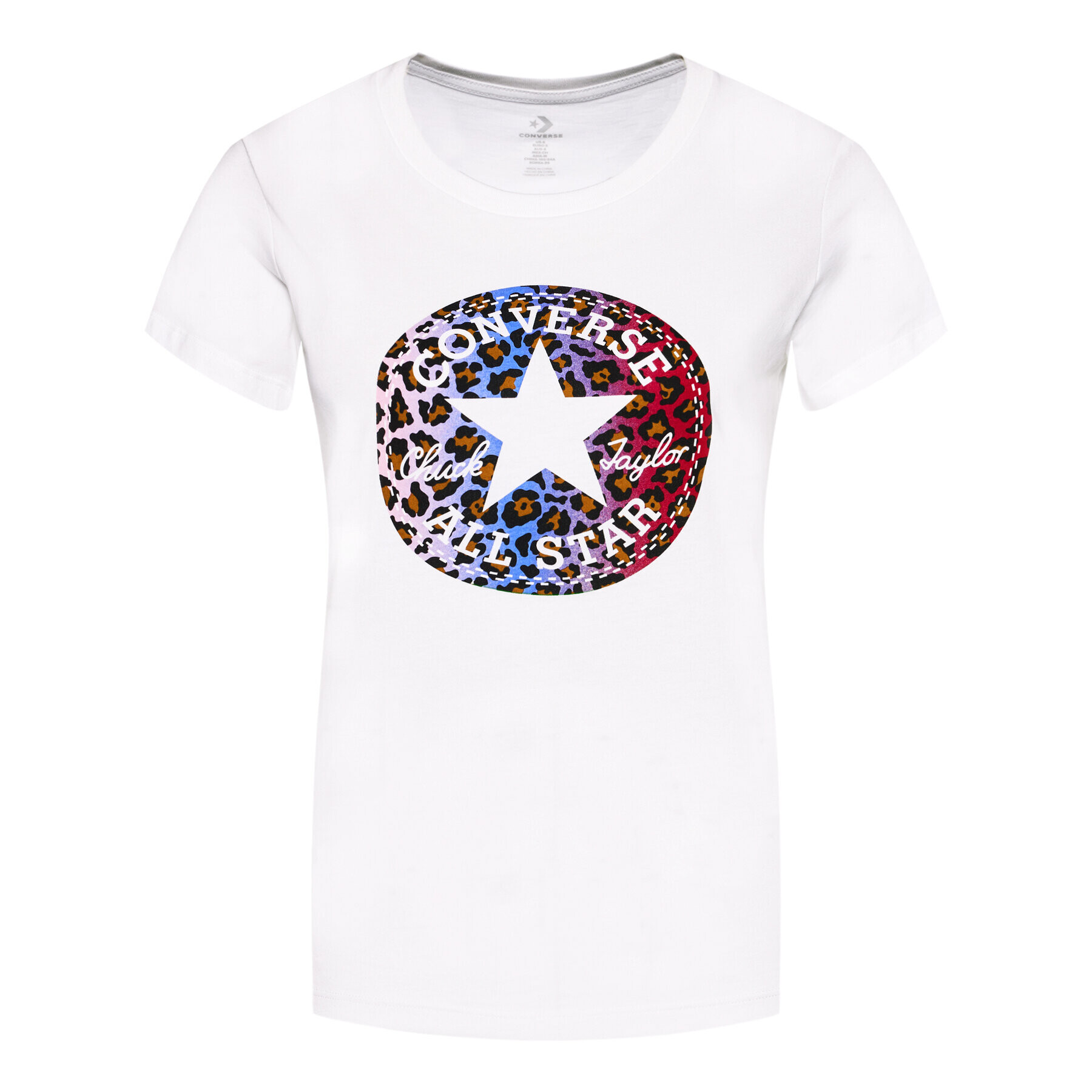 Converse T-Shirt Leopard 10021056 Bílá Standard Fit - Pepit.cz