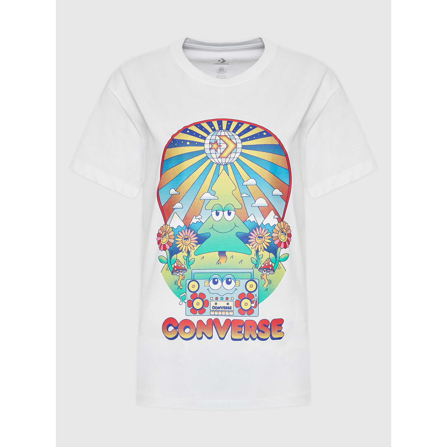 Converse T-Shirt Nature Party Graphic 10024245-A02 Bílá Standard Fit - Pepit.cz