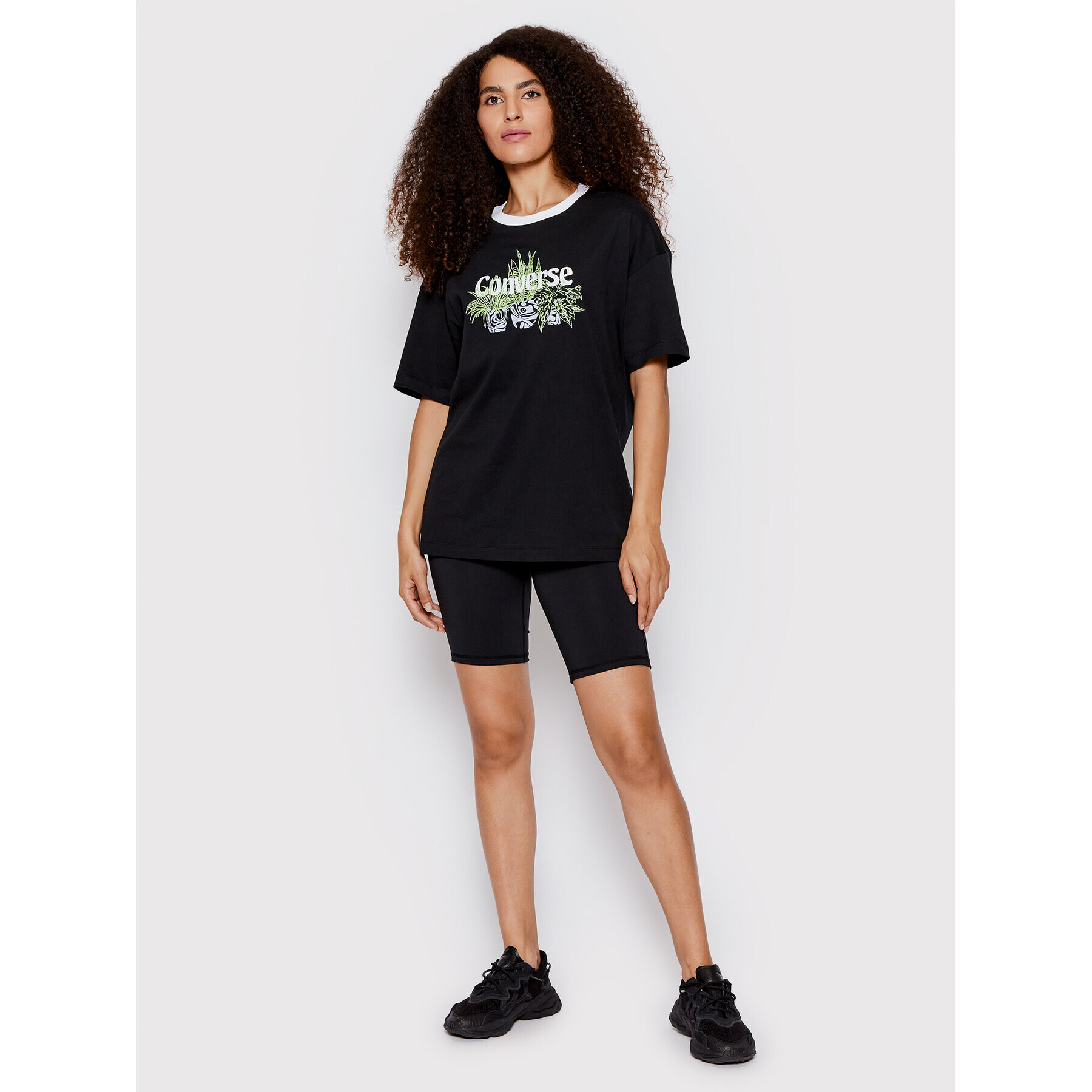 Converse T-Shirt Plant Powered Ringer 10023937-A01 Černá Loose Fit - Pepit.cz