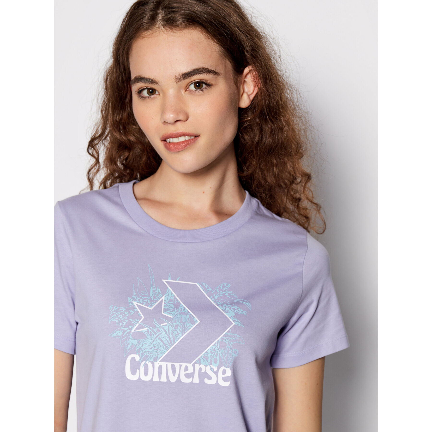 Converse T-Shirt Plantasia Star Chevron Classic 10023219-A03 Fialová Standard Fit - Pepit.cz