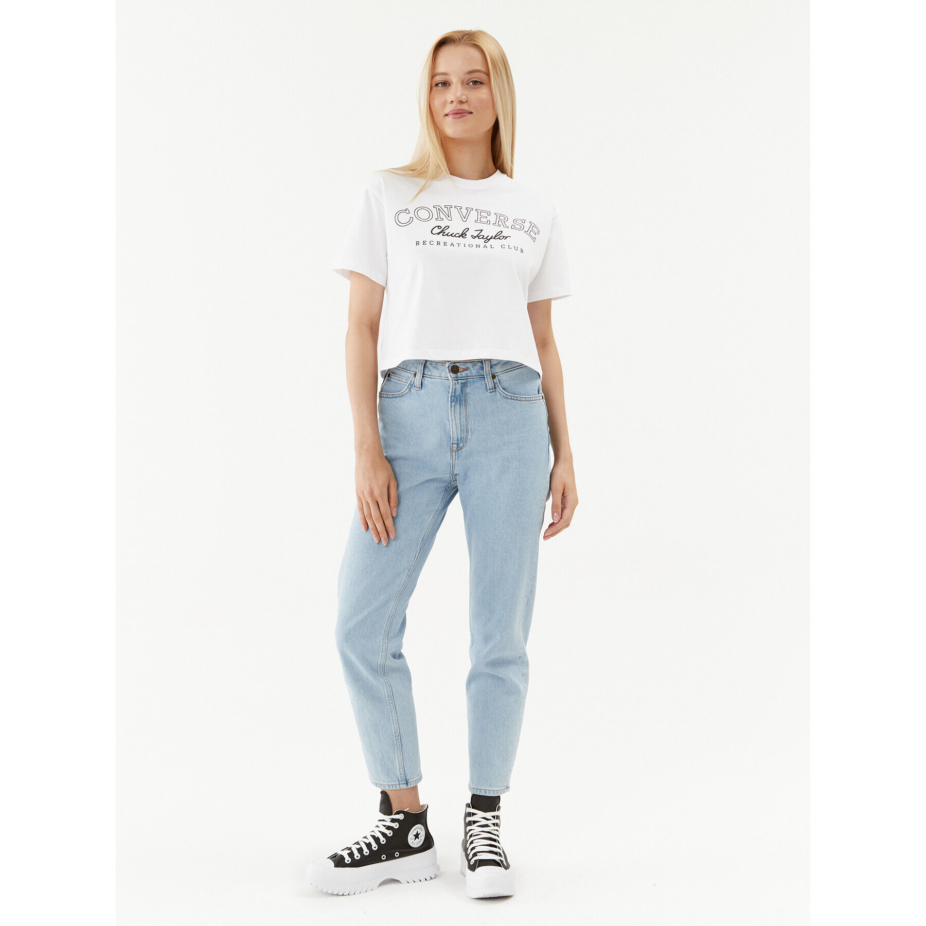 Converse T-Shirt Retro Chuck Cropped Tee 10025897-A01 Bílá Regular Fit - Pepit.cz