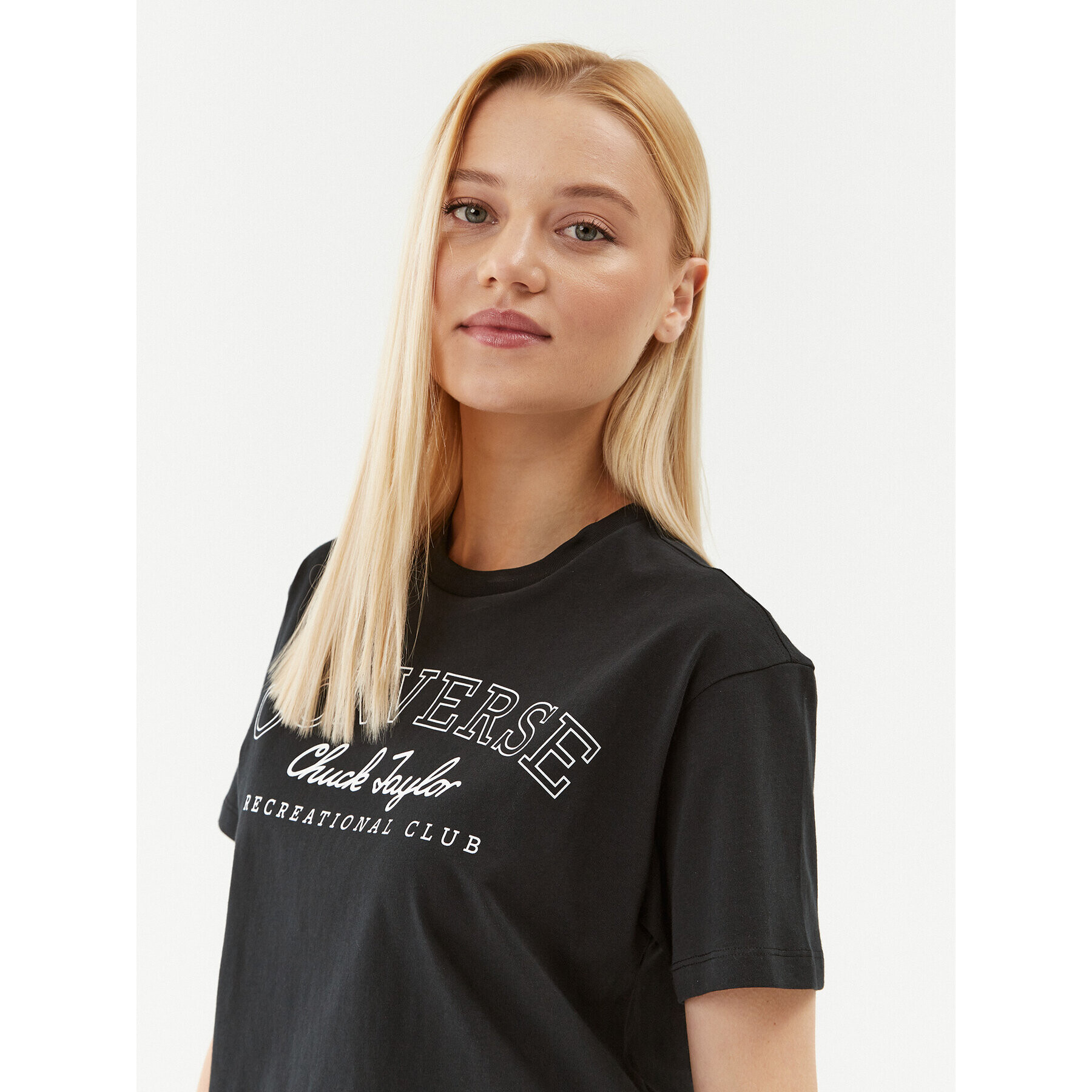 Converse T-Shirt Retro Chuck Cropped Tee 10025897-A03 Černá Regular Fit - Pepit.cz