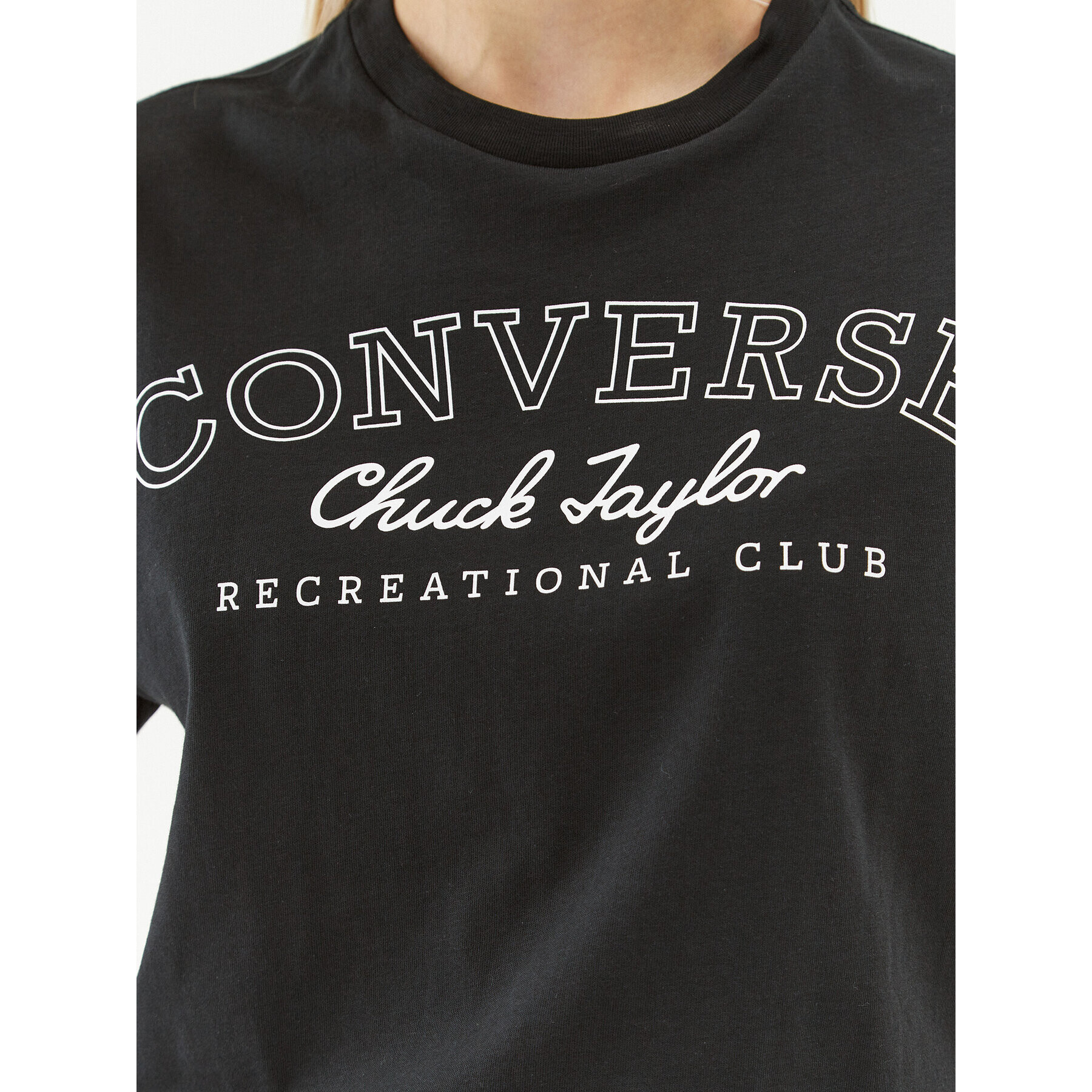 Converse T-Shirt Retro Chuck Cropped Tee 10025897-A03 Černá Regular Fit - Pepit.cz