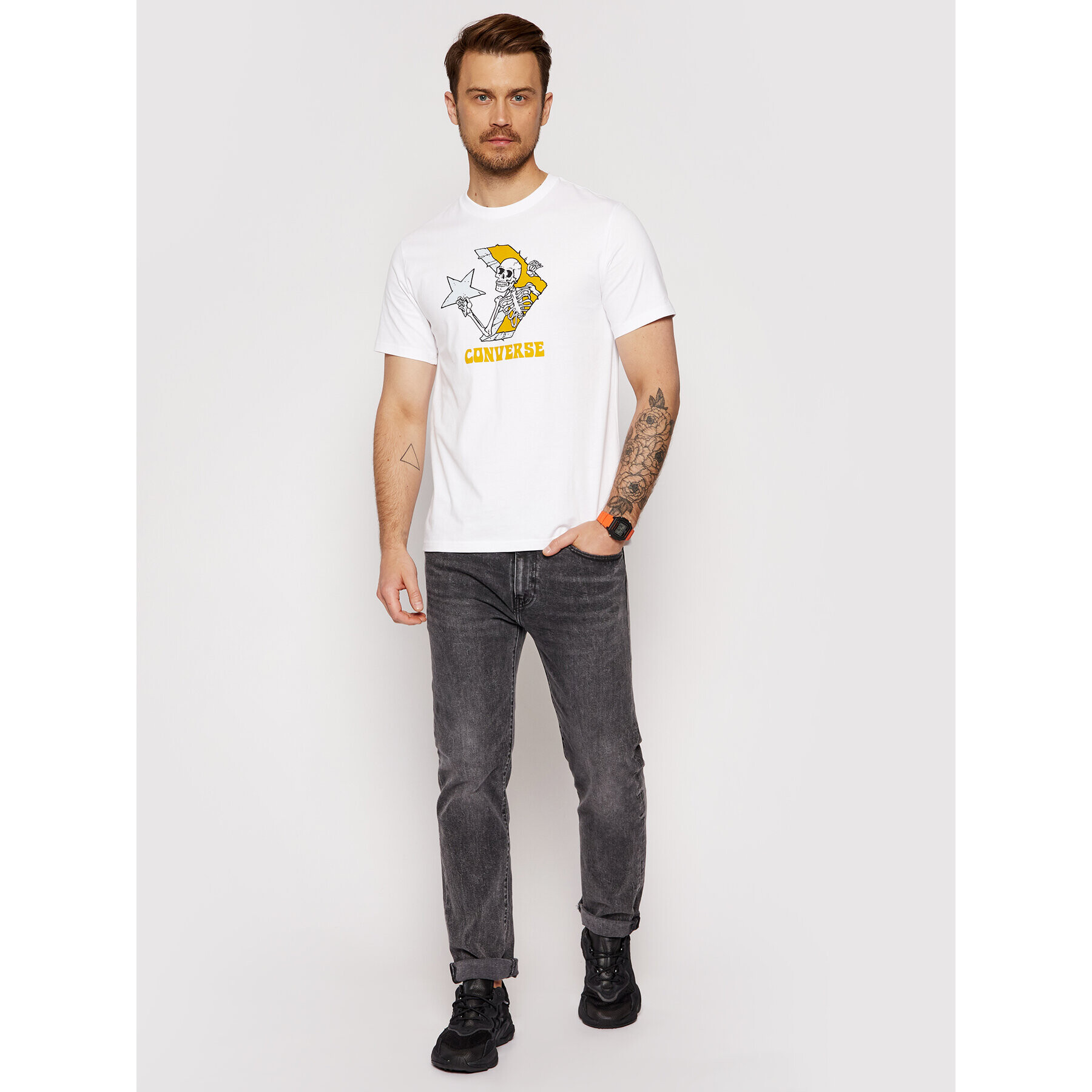 Converse T-Shirt Skull Graphic 10022195-A01 Bílá Standard Fit - Pepit.cz