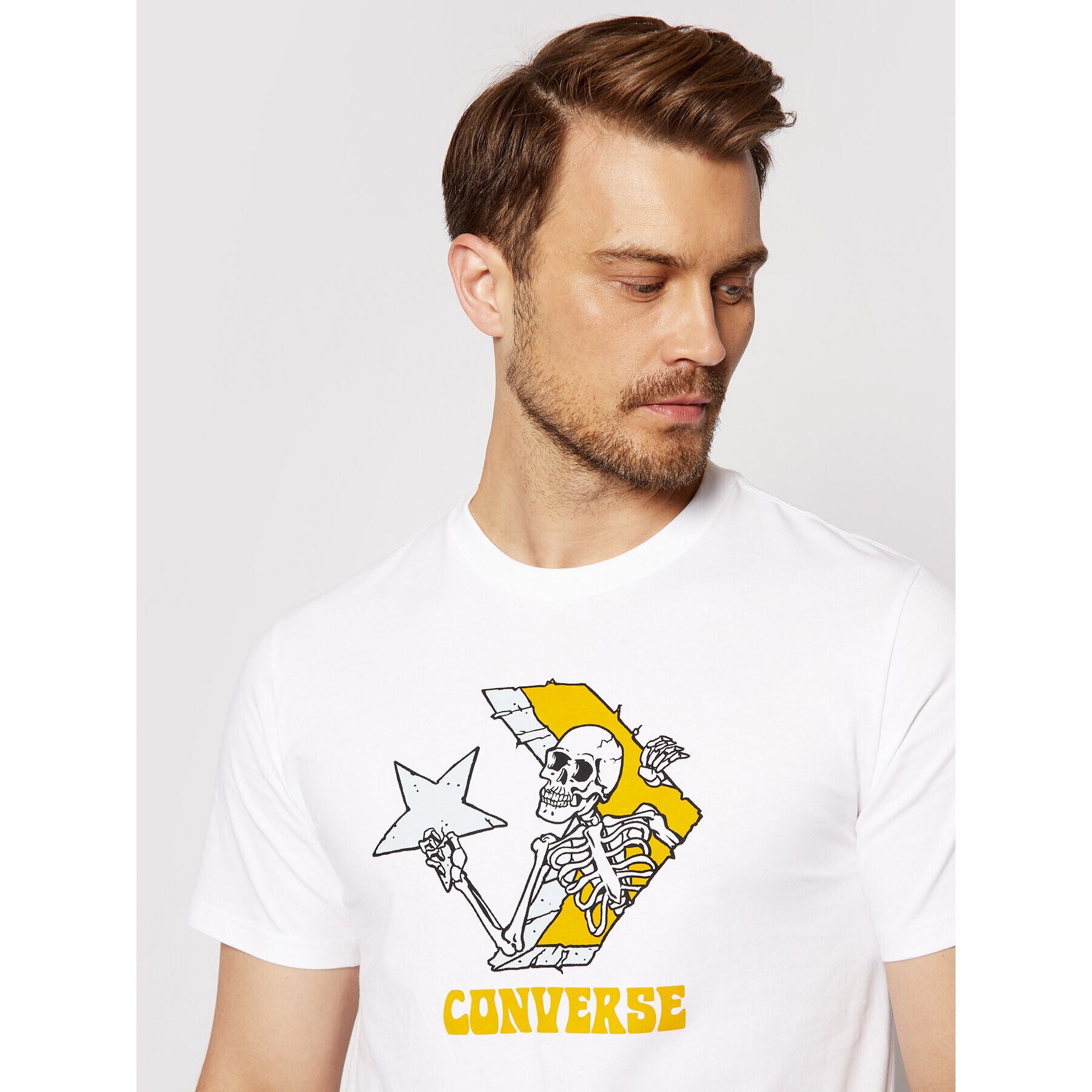 Converse T-Shirt Skull Graphic 10022195-A01 Bílá Standard Fit - Pepit.cz