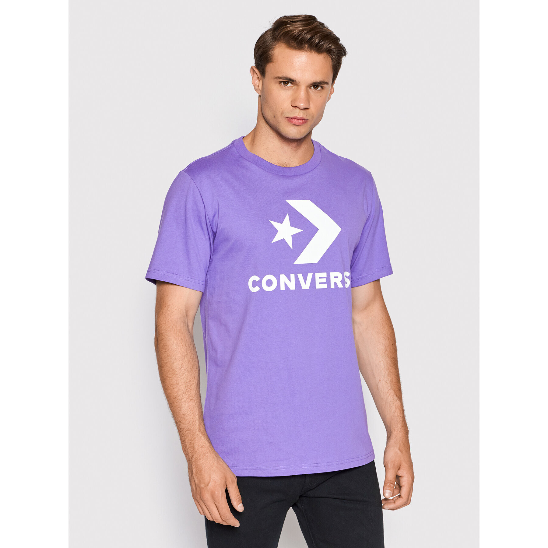 Converse T-Shirt Star Chevron 10018568-A31 Fialová Standard Fit - Pepit.cz