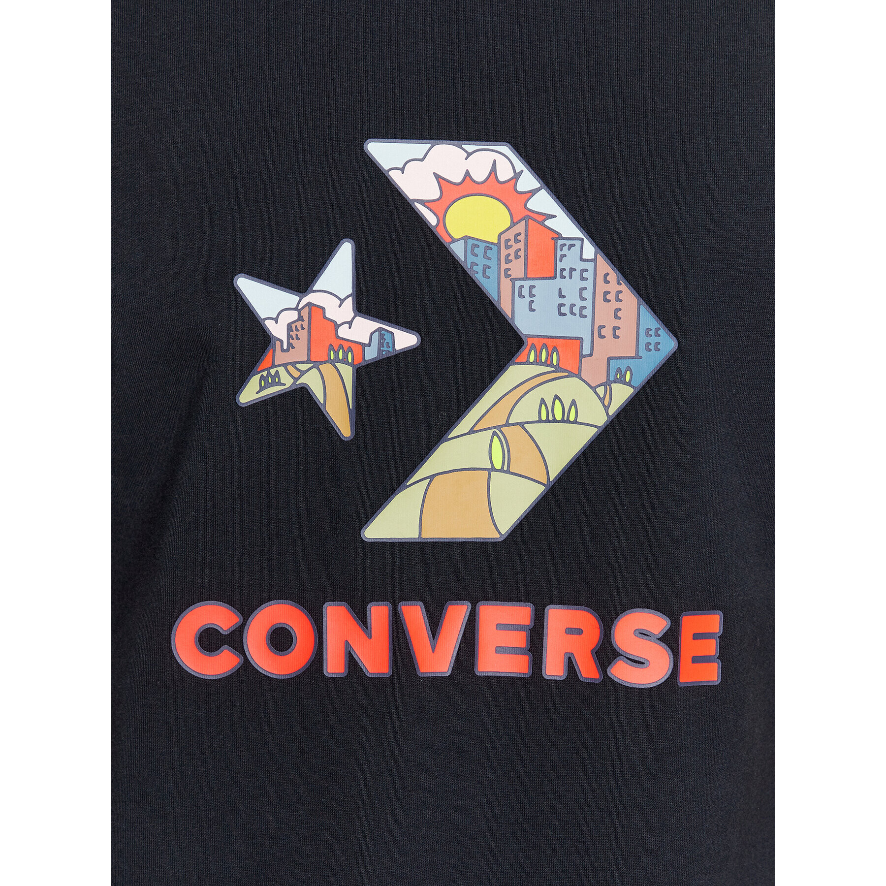 Converse T-Shirt Star Chevron Block Infill Ss Tee 10025280-A01 Černá Regular Fit - Pepit.cz