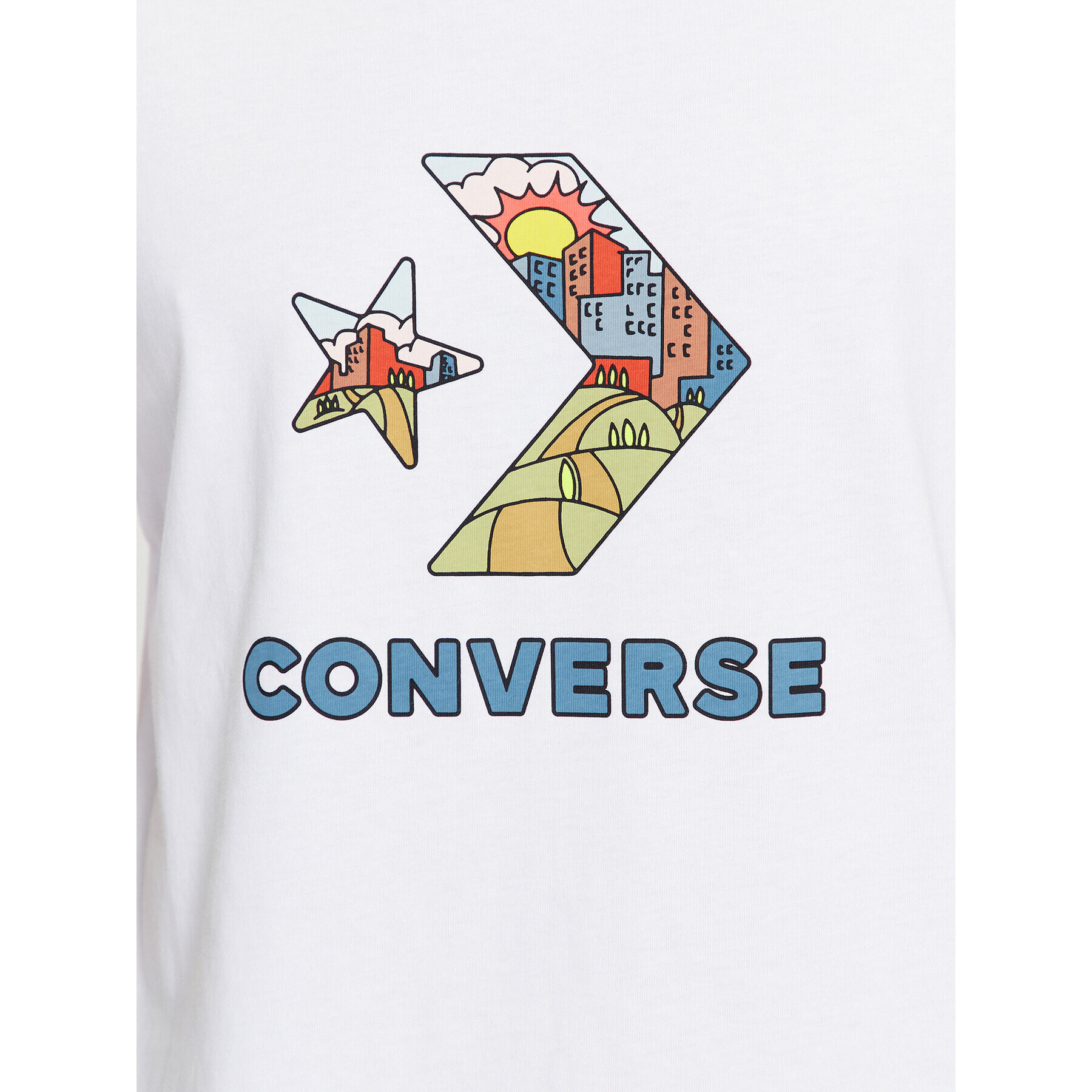 Converse T-Shirt Star Chevron Block Infill Ss Tee 10025280-A02 Bílá Regular Fit - Pepit.cz