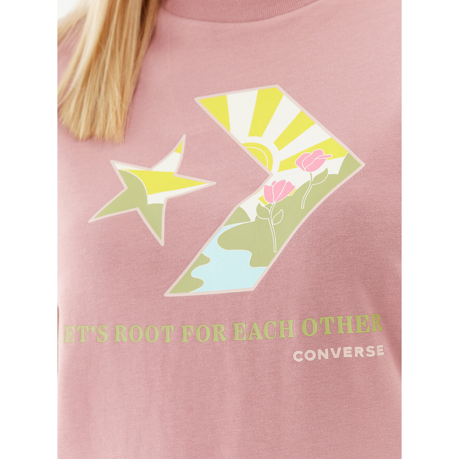 Converse T-Shirt Star Chevron Infill Tee 10025214-A03 Růžová Regular Fit - Pepit.cz