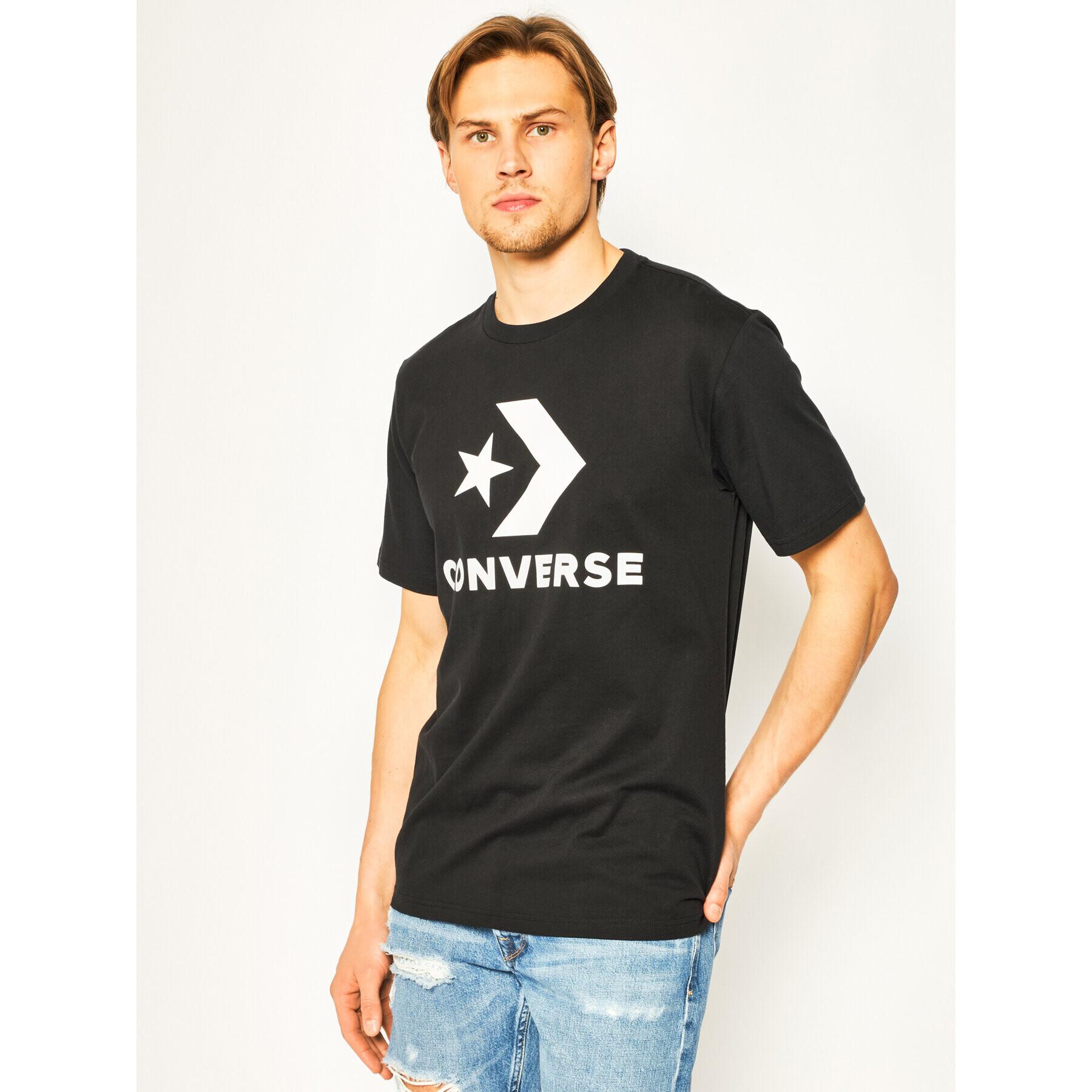 Converse T-Shirt Star Chevron Tee 10018568-A01 Černá Regular Fit - Pepit.cz