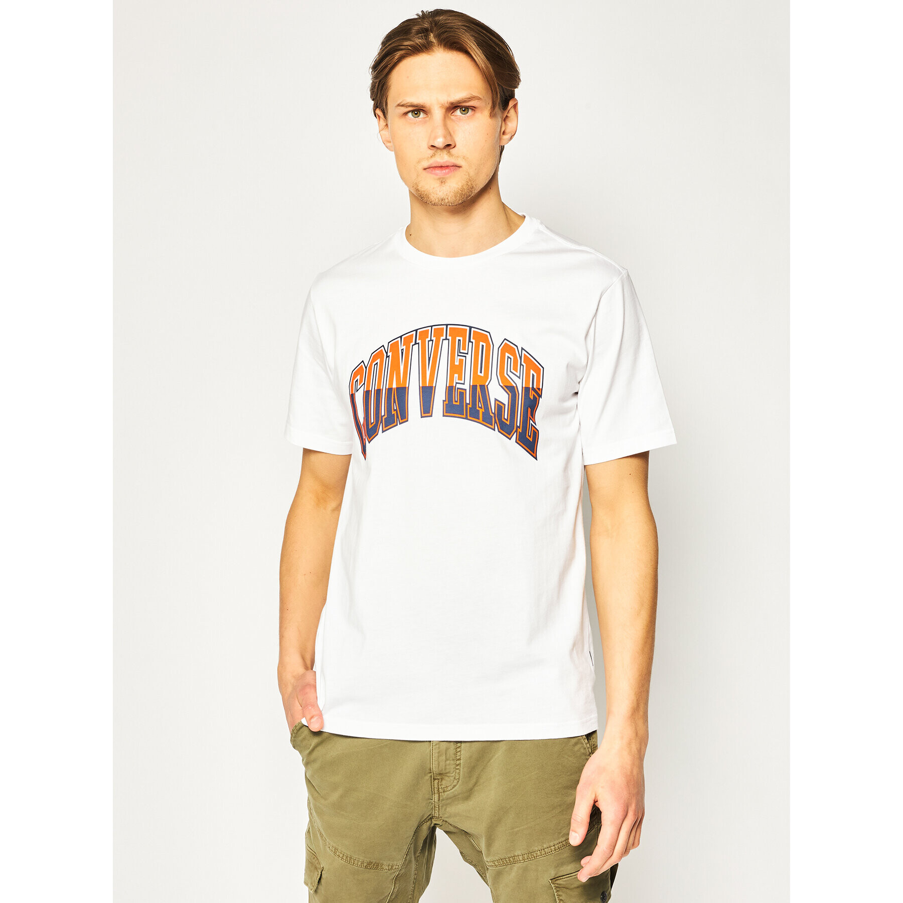 Converse T-Shirt Twisted Varsity Graphic 10018383-A01 Bílá Regular Fit - Pepit.cz