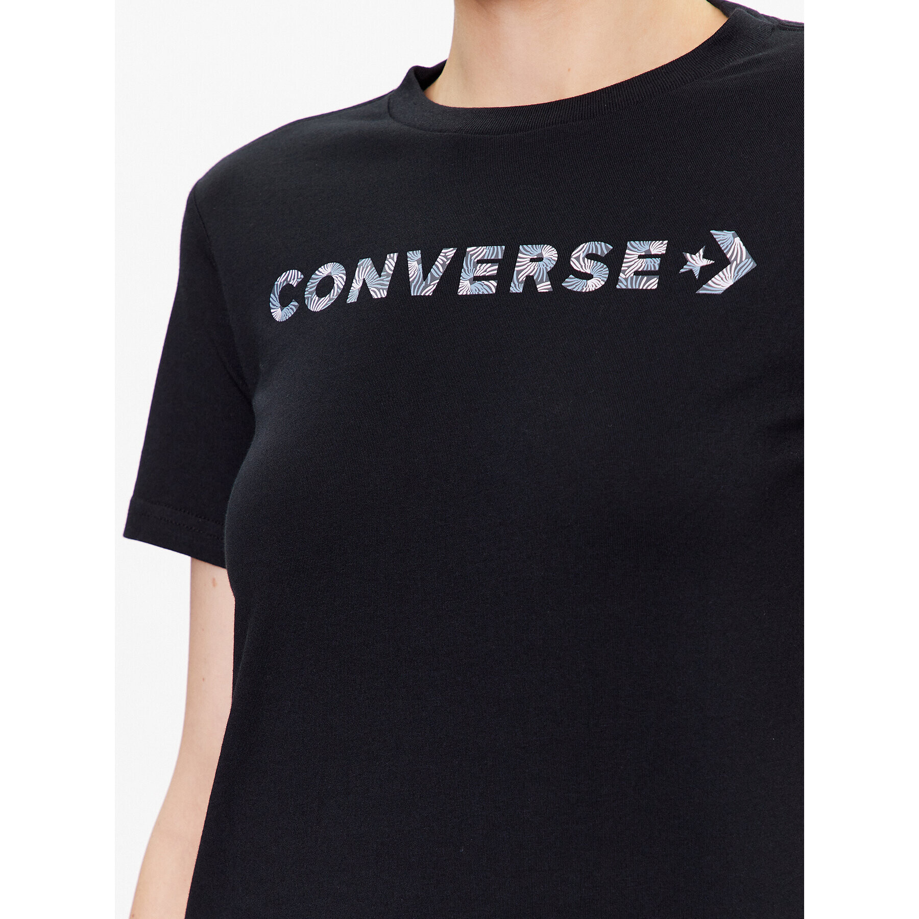 Converse T-Shirt Wordmark 10024545-A03 Černá Slim Fit - Pepit.cz