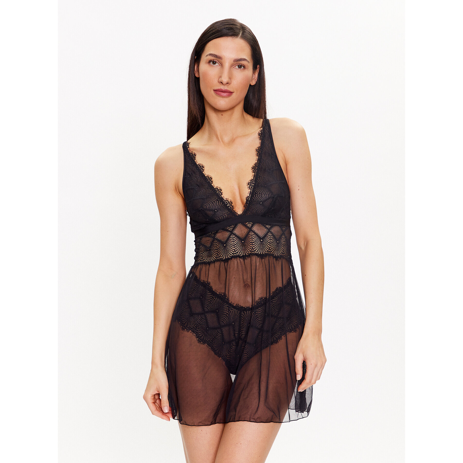 Cosabella Noční košile Allure Babydoll ALLUR2621 Černá Regular Fit - Pepit.cz