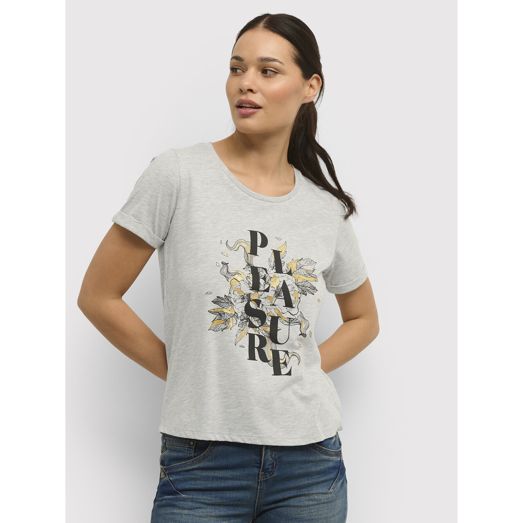 Cream T-Shirt Rula 10610650 Šedá Loose Fit - Pepit.cz