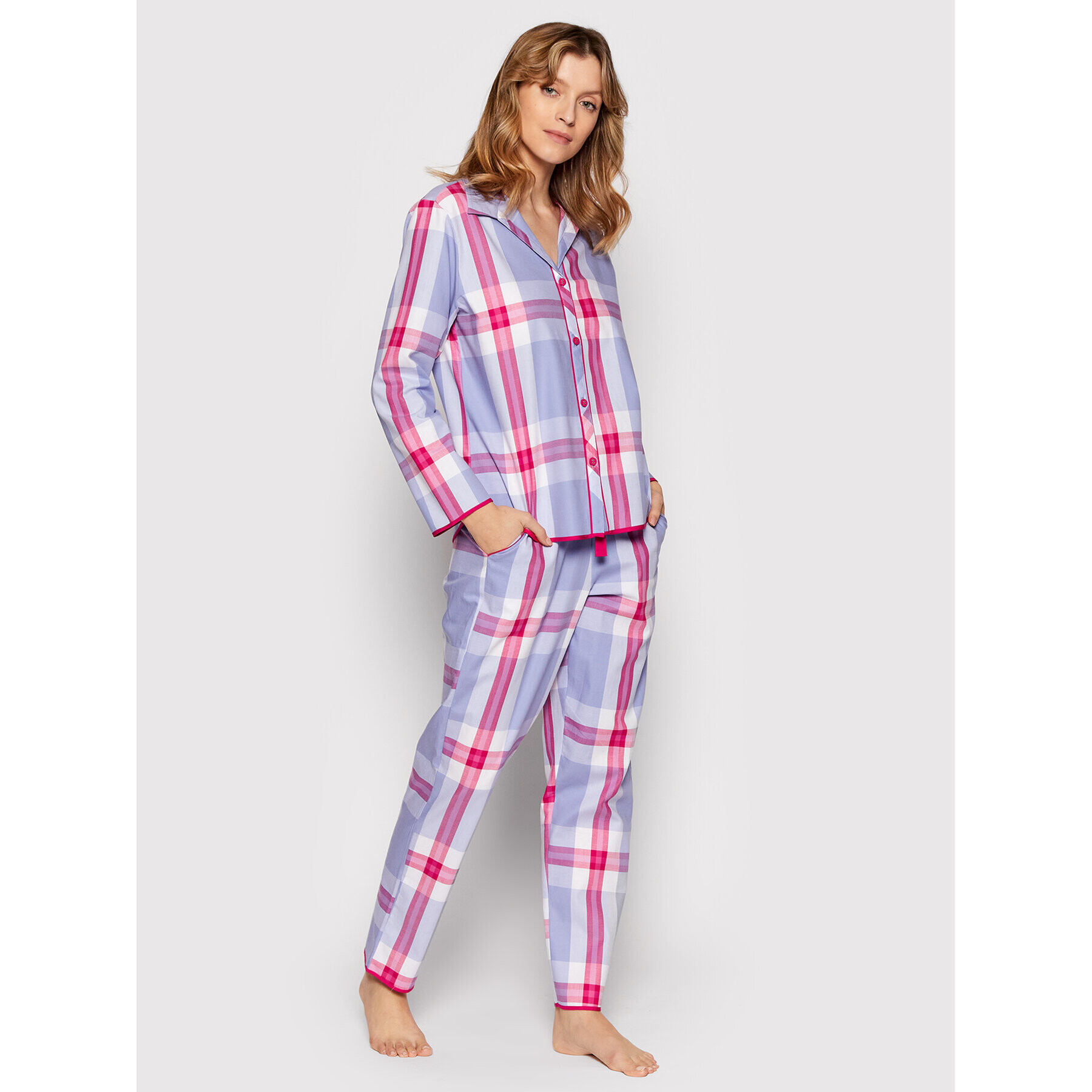 Cyberjammies Pyžamové kalhoty Carrie Check 9058 Fialová Relaxed Fit - Pepit.cz