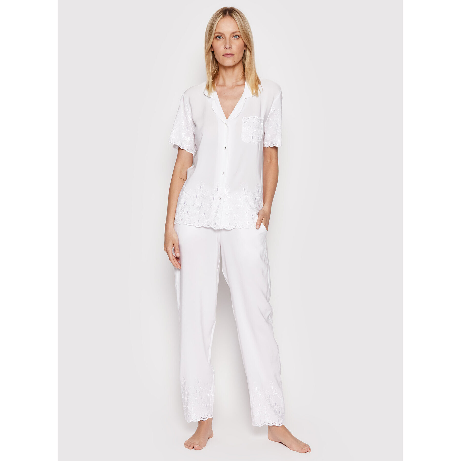 Cyberjammies Pyžamové kalhoty Rose 9143 Bílá Relaxed Fit - Pepit.cz