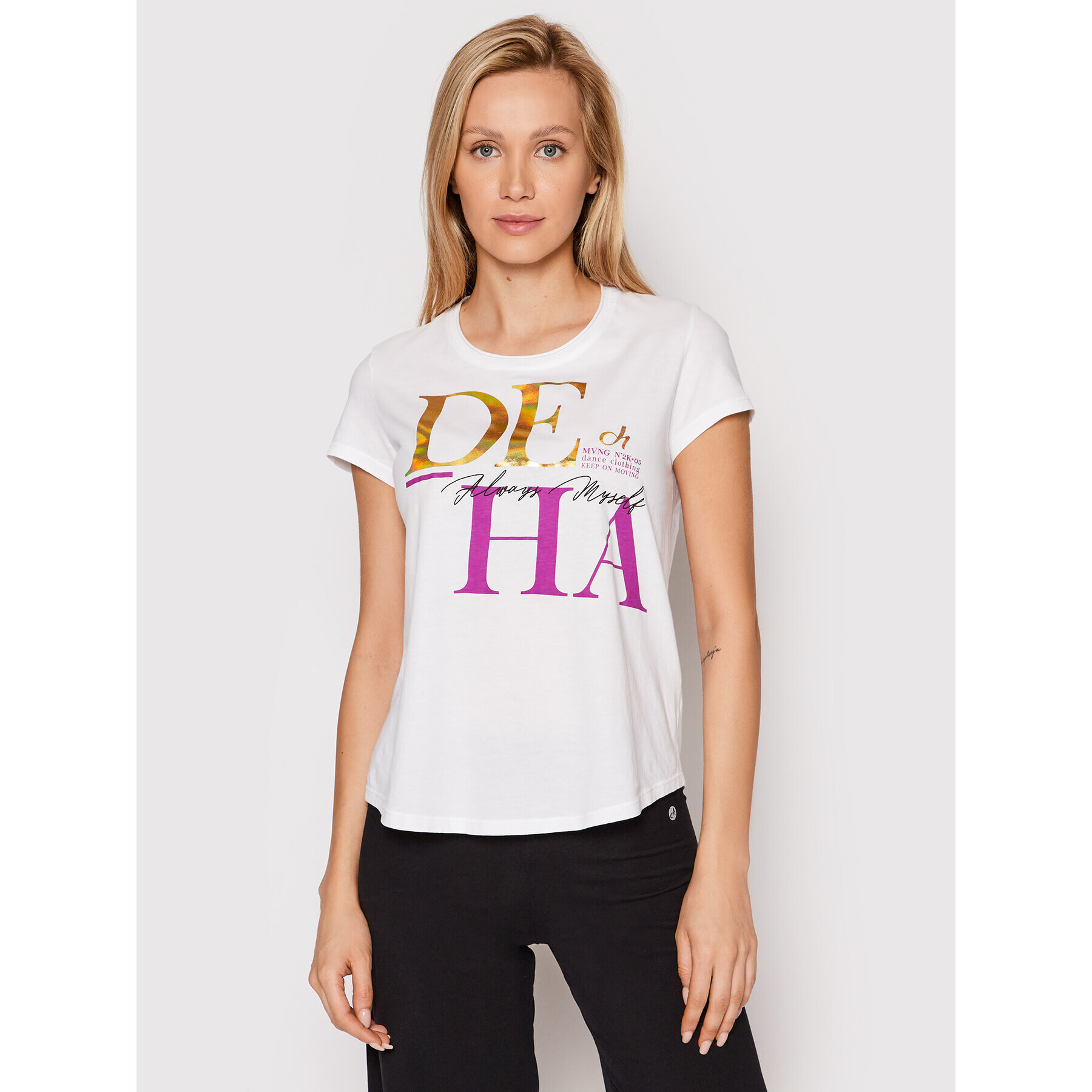 Deha T-Shirt Graphic B64083 Bílá Slim Fit - Pepit.cz