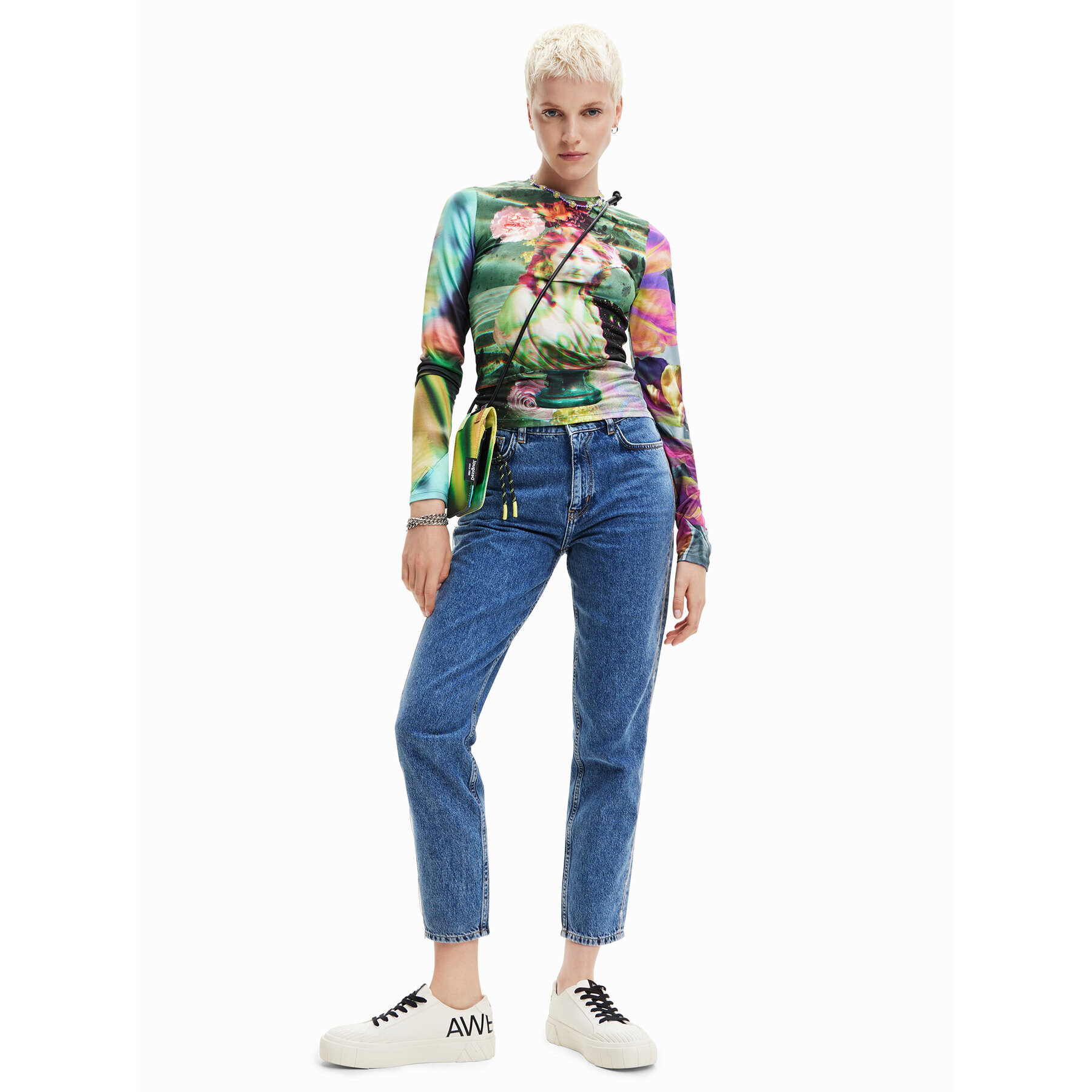 Desigual Jeansy Mayo 23SWDD36 Modrá Mom Fit - Pepit.cz