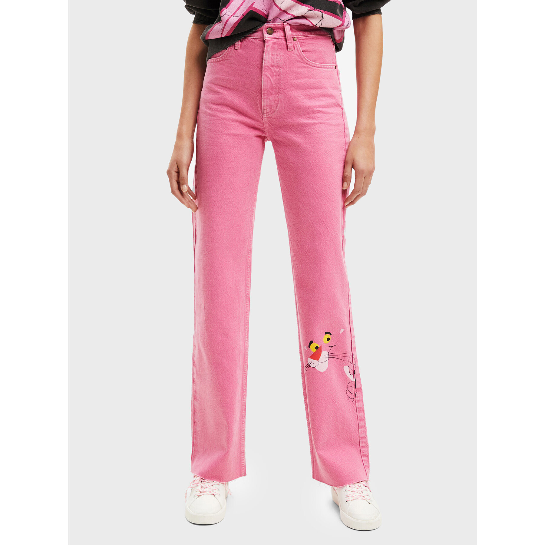 Desigual Jeansy PINK PANTHER 22WWDD29 Růžová Wide Leg - Pepit.cz