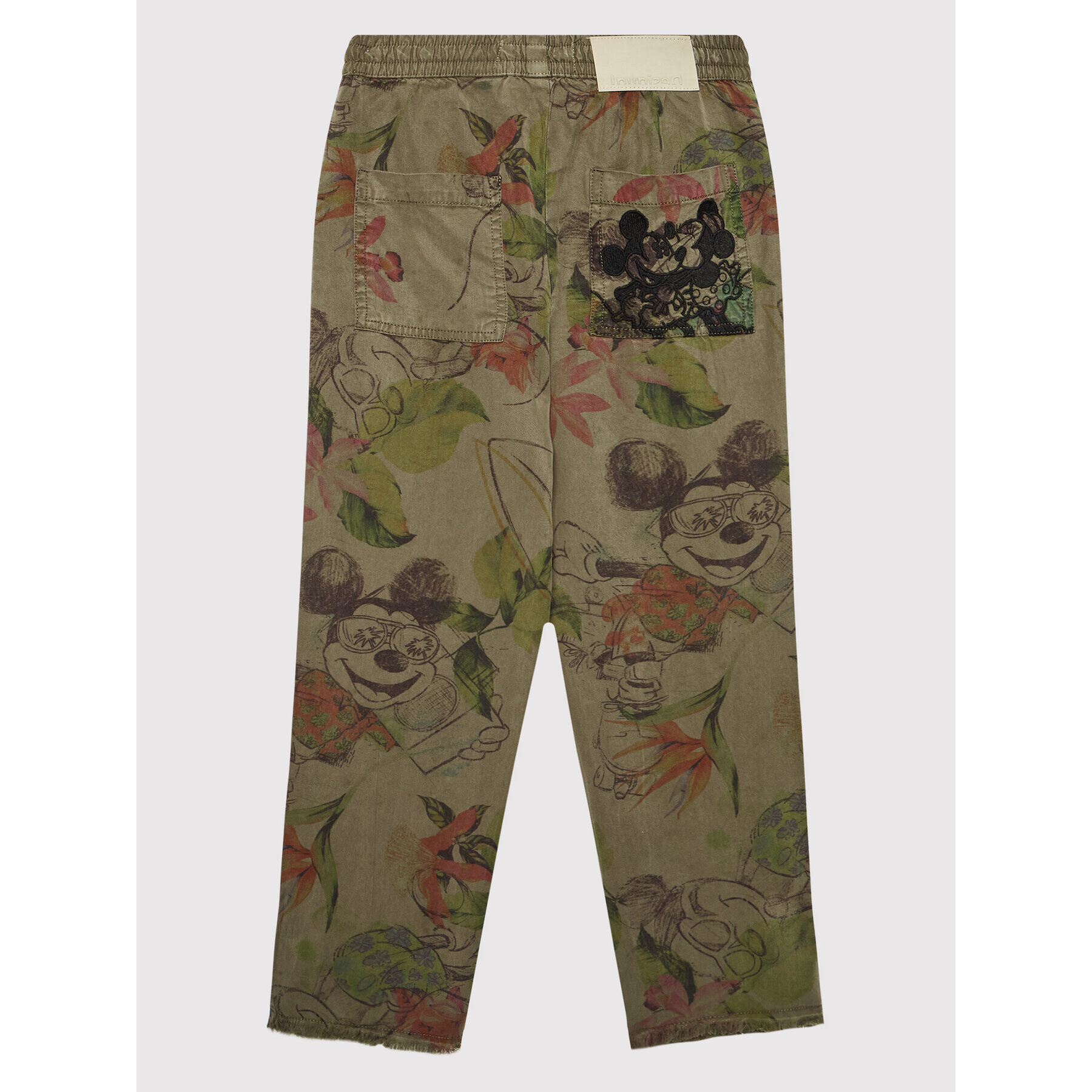 Desigual Kalhoty z materiálu Mickey Camo Flower 22SGPW06 Zelená Relaxed Fit - Pepit.cz