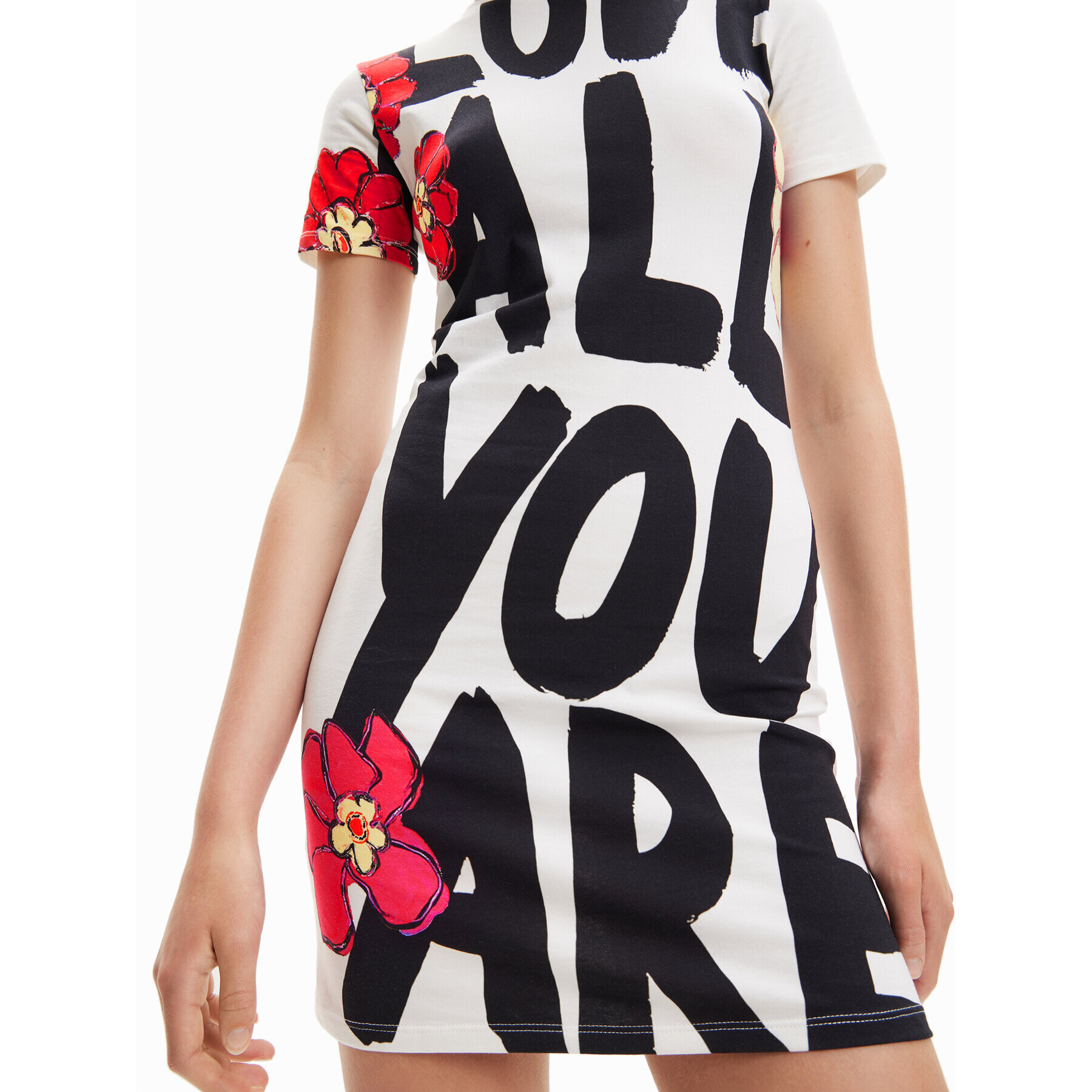 Desigual Každodenní šaty Love All You 23SWVK69 Bílá Slim Fit - Pepit.cz