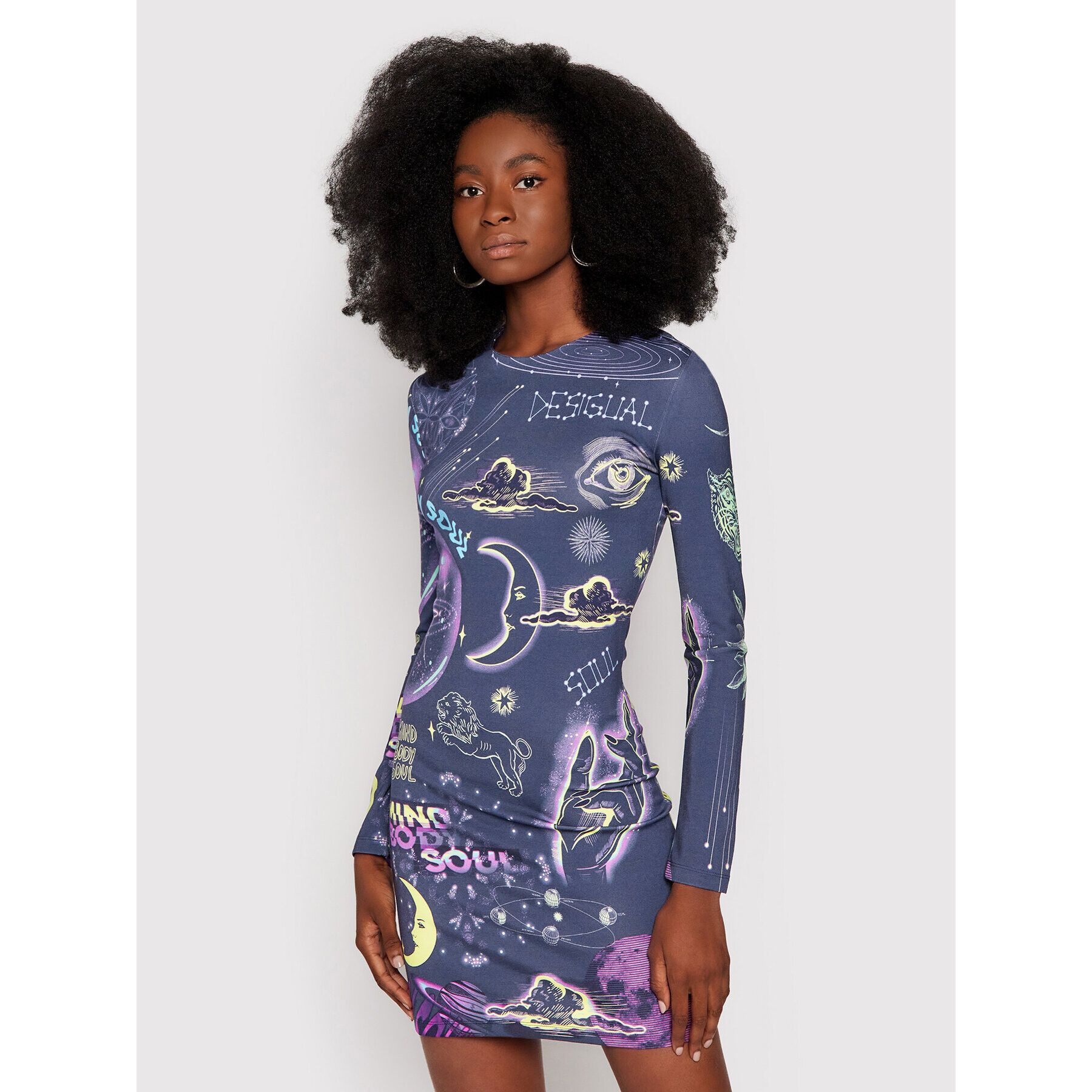 Desigual Každodenní šaty Soul Galaxy 21WWVK60 Fialová Slim Fit - Pepit.cz