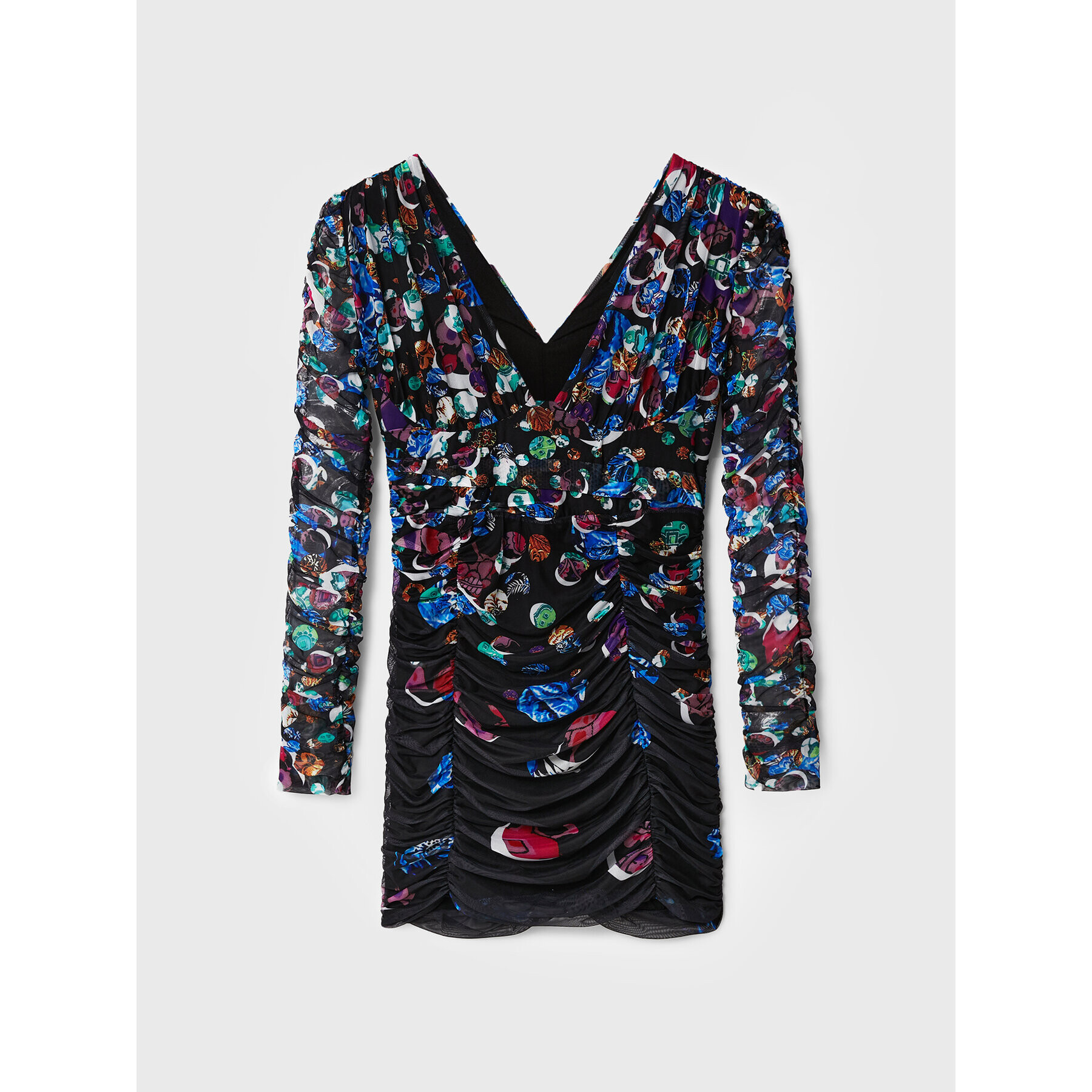 Desigual Koktejlové šaty MONSIEUR CHRISTIAN LACROIX Confetti 22WWVK36 Černá Slim Fit - Pepit.cz