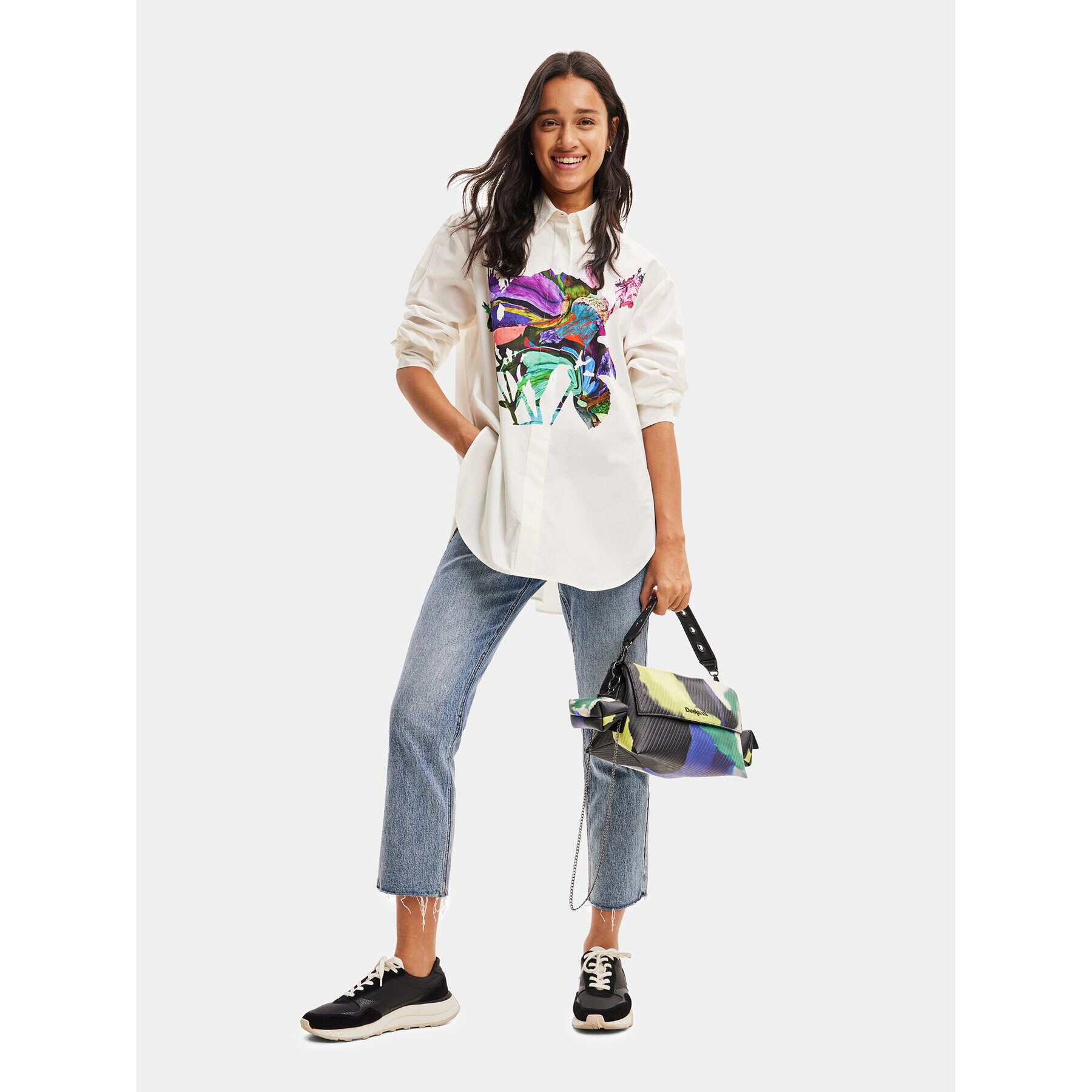 Desigual Košile 23WWCW31 Bílá Oversize - Pepit.cz