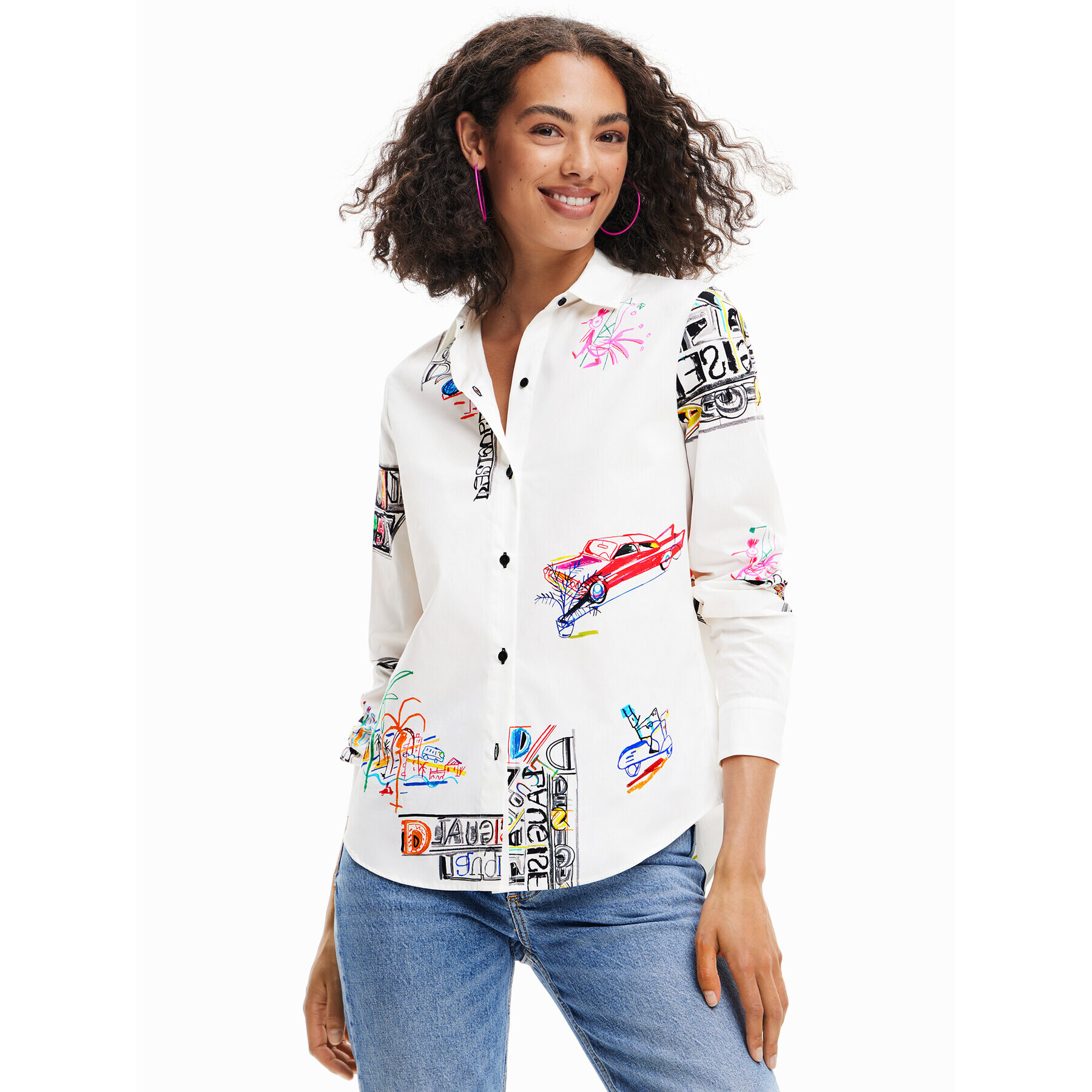 Desigual Košile Fahrenheit 23SWCW26 Bílá Regular Fit - Pepit.cz