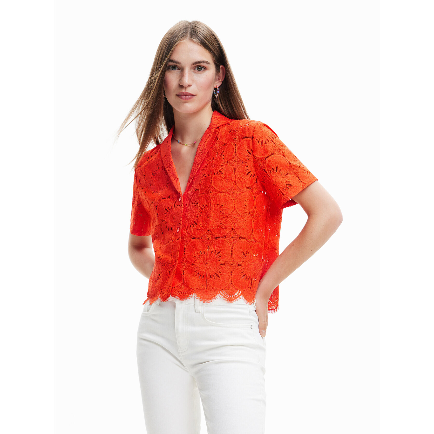 Desigual Košile Preston 23SWCW09 Oranžová Regular Fit - Pepit.cz