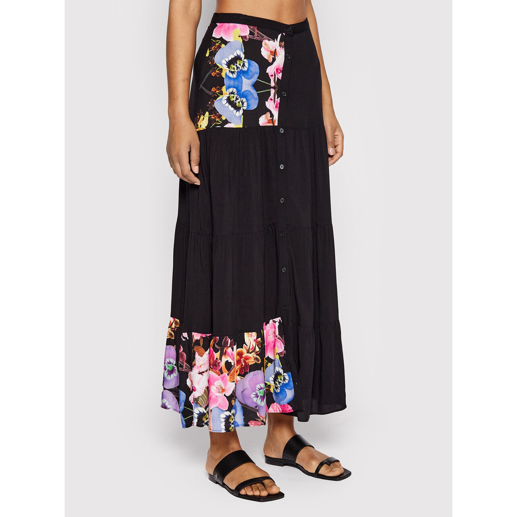 Desigual Maxi sukně MONSIEUR CHRISTIAN LACROIX Le Mans 22SWFW10 Černá Relaxed Fit - Pepit.cz