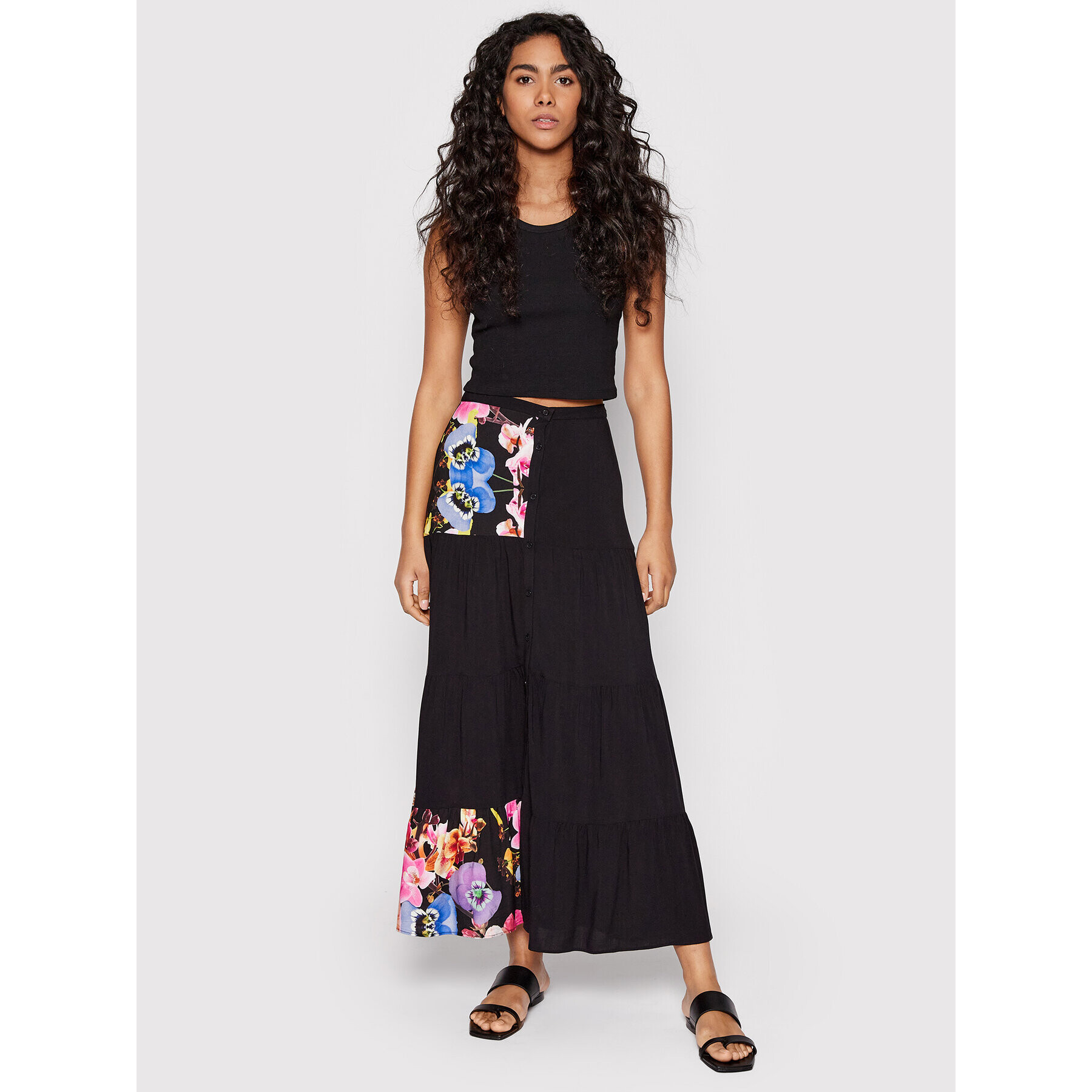 Desigual Maxi sukně MONSIEUR CHRISTIAN LACROIX Le Mans 22SWFW10 Černá Relaxed Fit - Pepit.cz